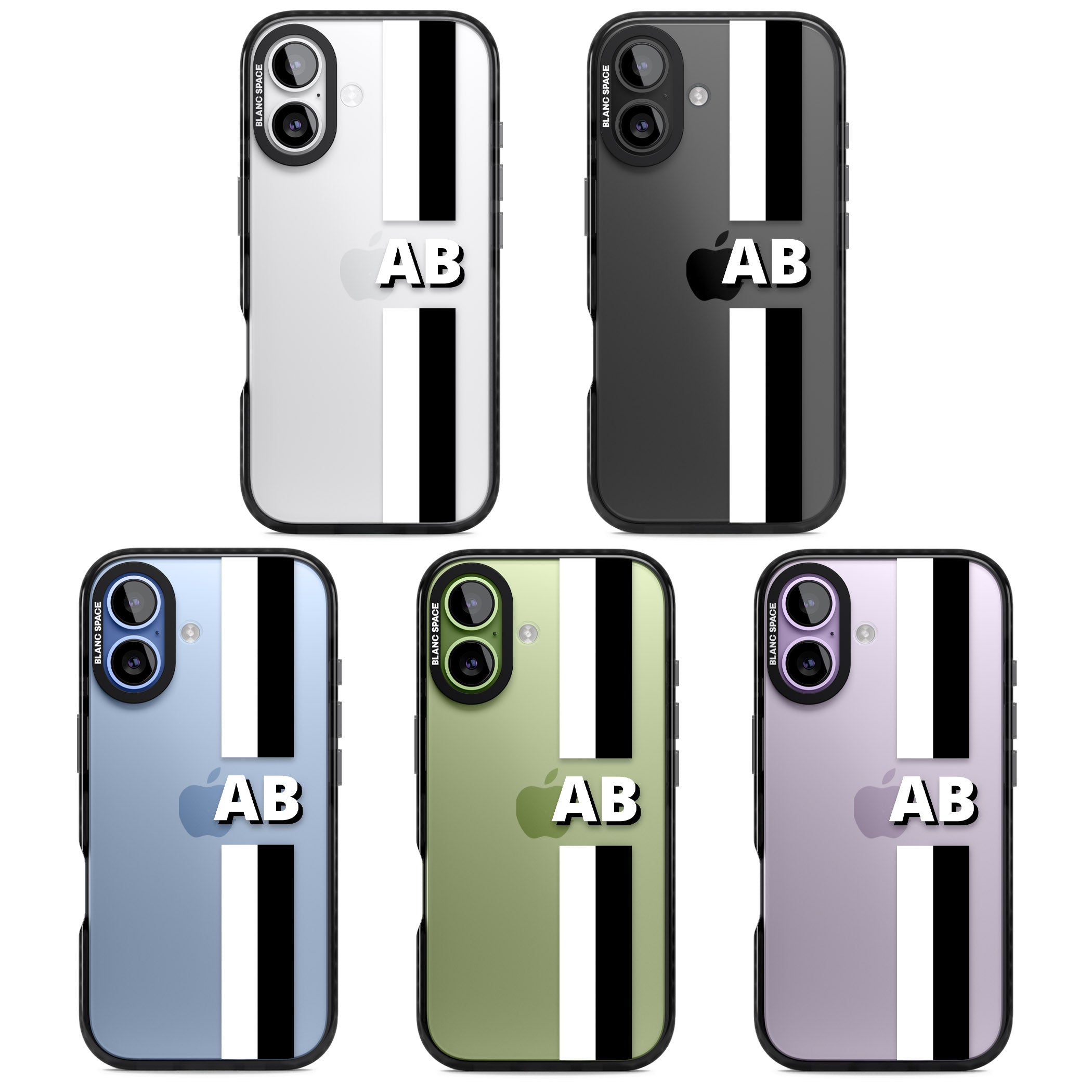 Personalised Bold Two Stripe Name iPhone 17 Impact Black Phone Case APT Impact Protection