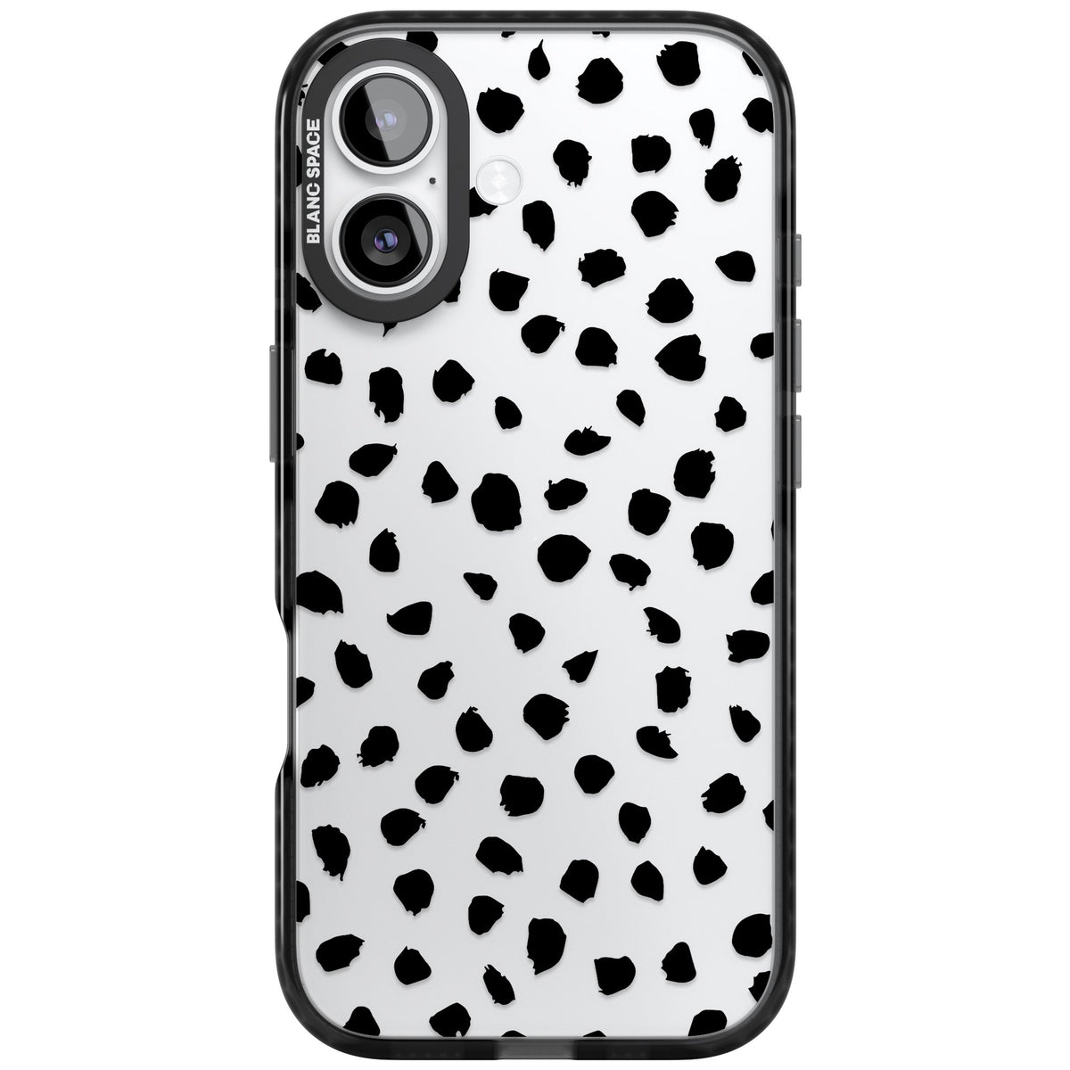 Black Dalmatian Polka Dot iPhone 16 / iPhone 16 Plus / iPhone 17 Impact Black Phone Case front