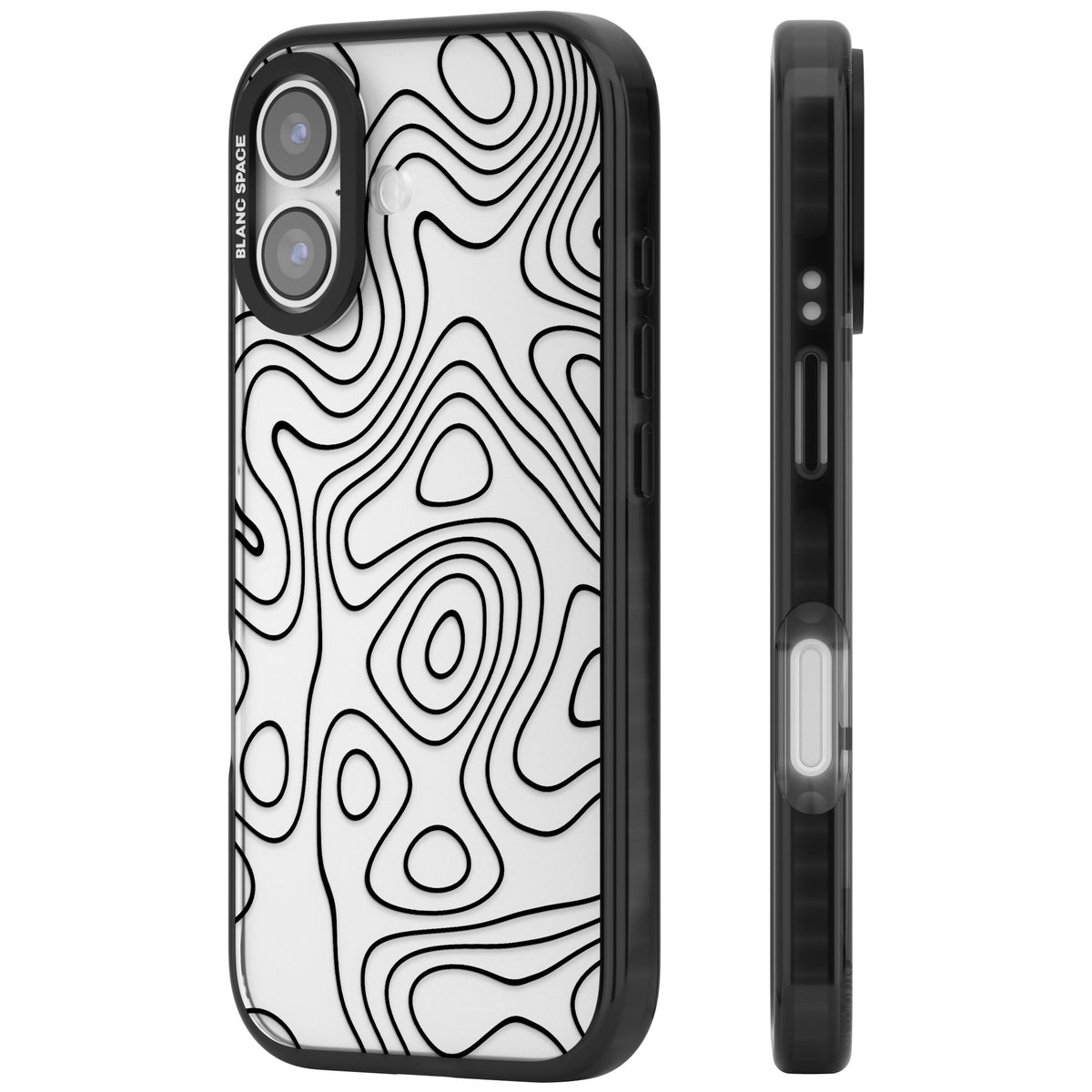 Damascus Steel iPhone 16 / iPhone 16 Plus / iPhone 17 Impact Black Phone Case side