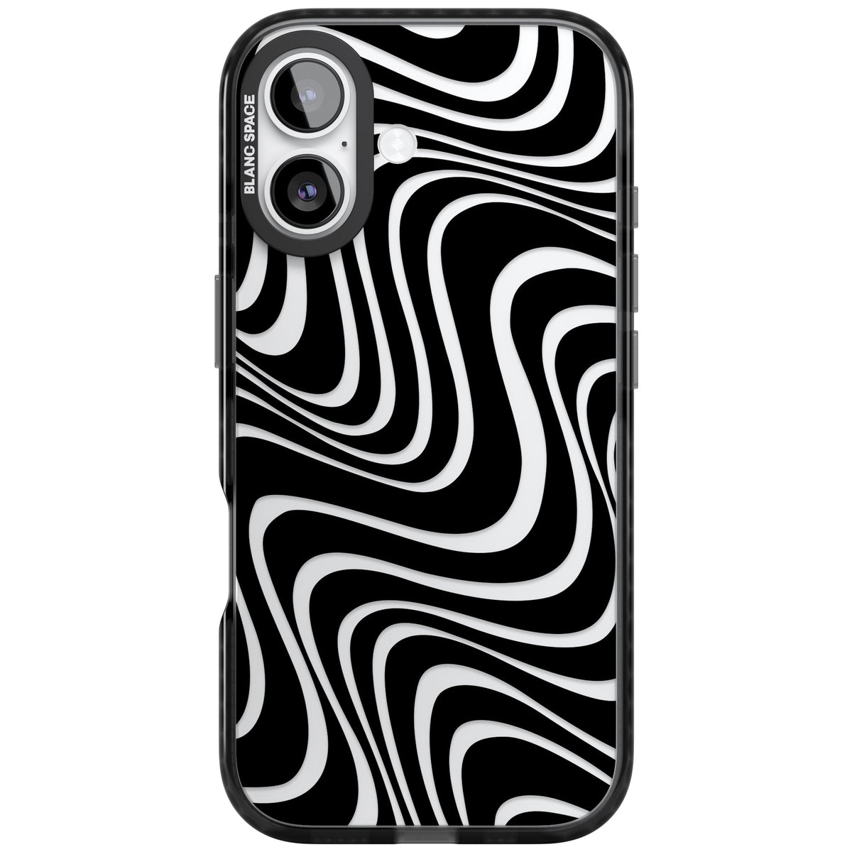 Abstract Waves iPhone 16 / iPhone 16 Plus / iPhone 17 Impact Black Phone Case front