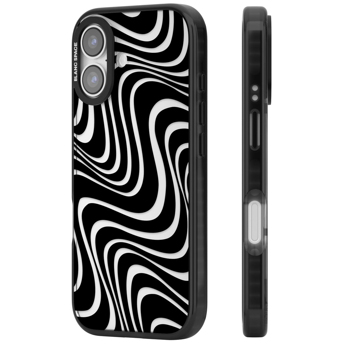 Abstract Waves iPhone 16 / iPhone 16 Plus / iPhone 17 Impact Black Phone Case side