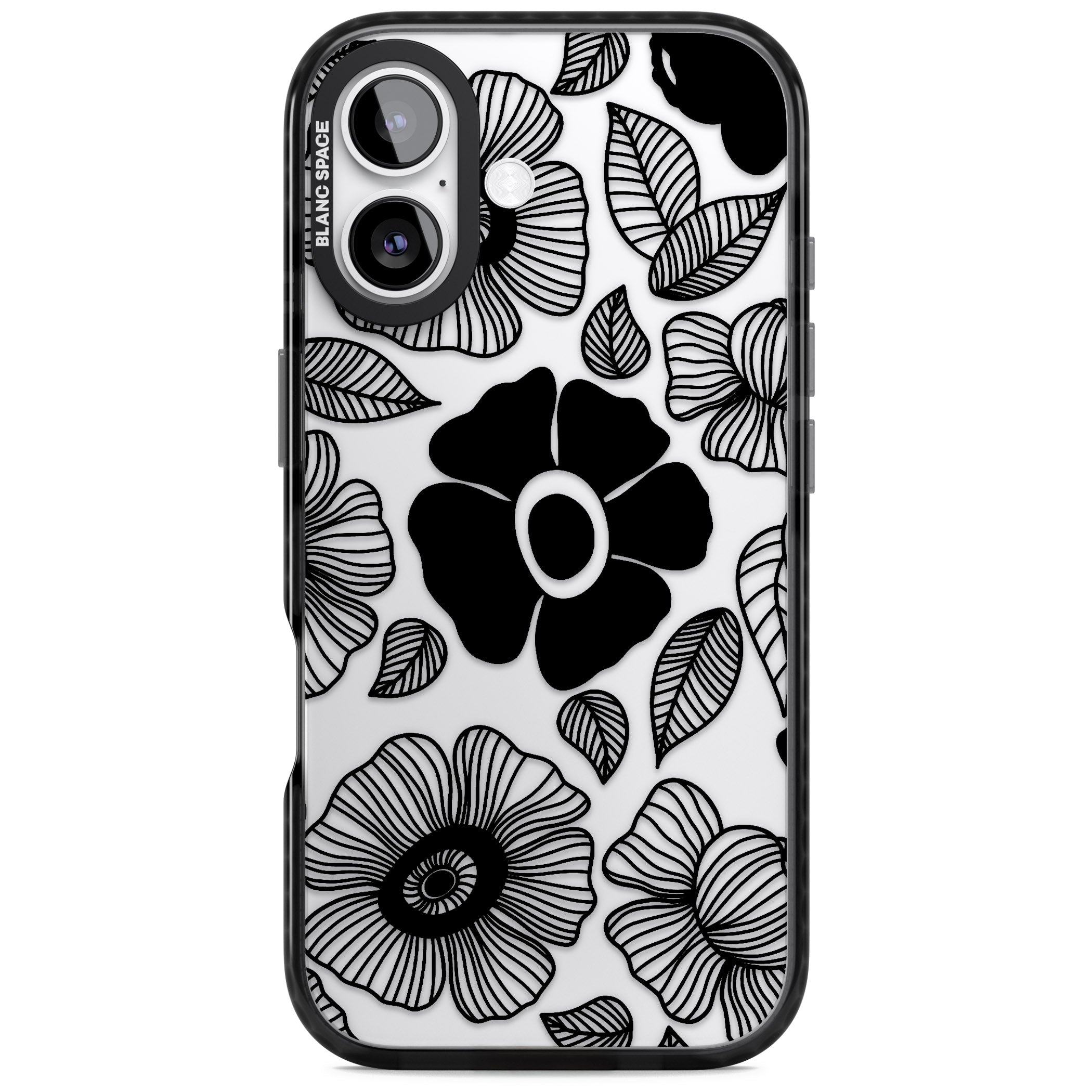 Black Flowers iPhone 17 Impact Black Phone Case