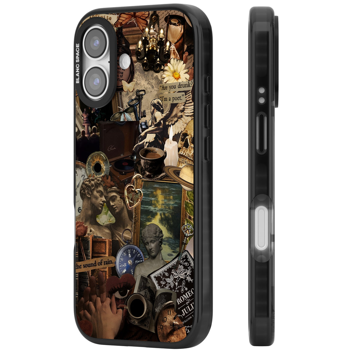 Vintage Academia Collage iPhone 16 / iPhone 16 Plus / iPhone 17 Impact Black Phone Case side
