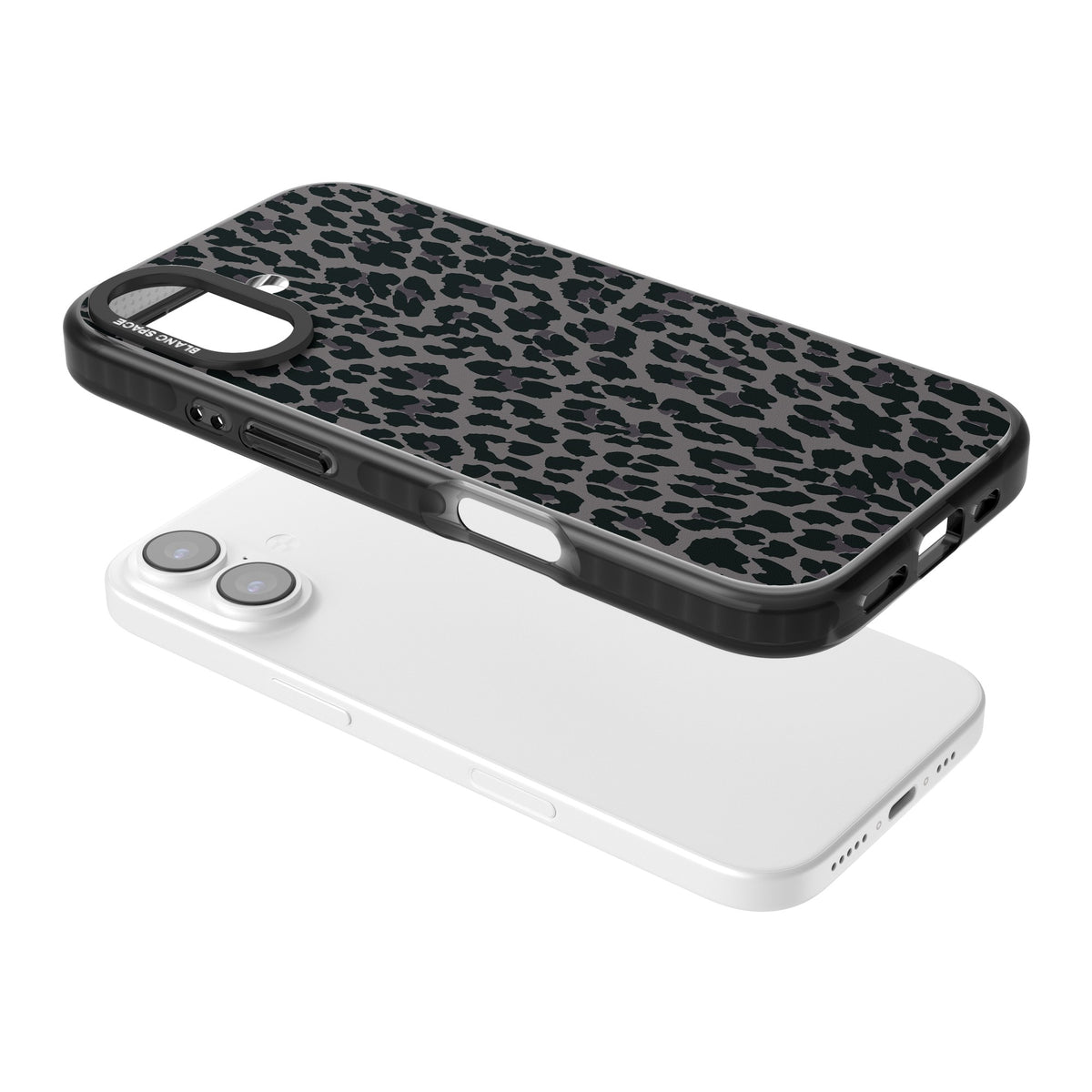 Dark Animal Print iPhone 16 / iPhone 16 Plus / iPhone 17 Impact Black Phone Case angled