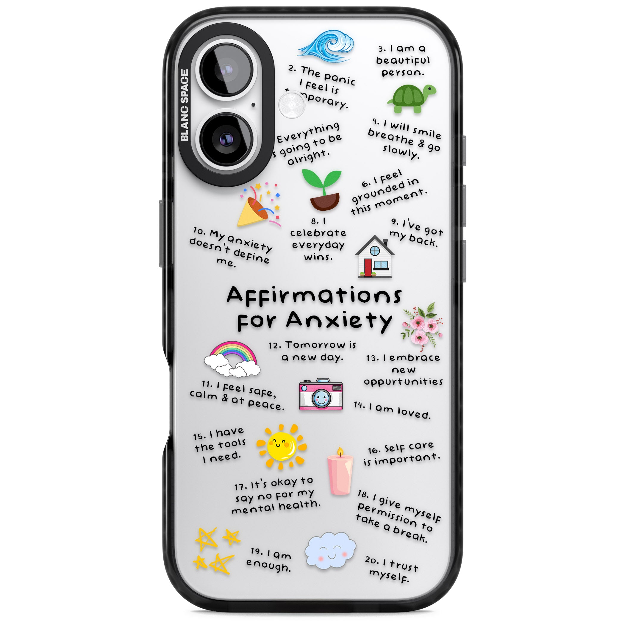 Anxiety Black Text iPhone 17 Impact Black Phone Case