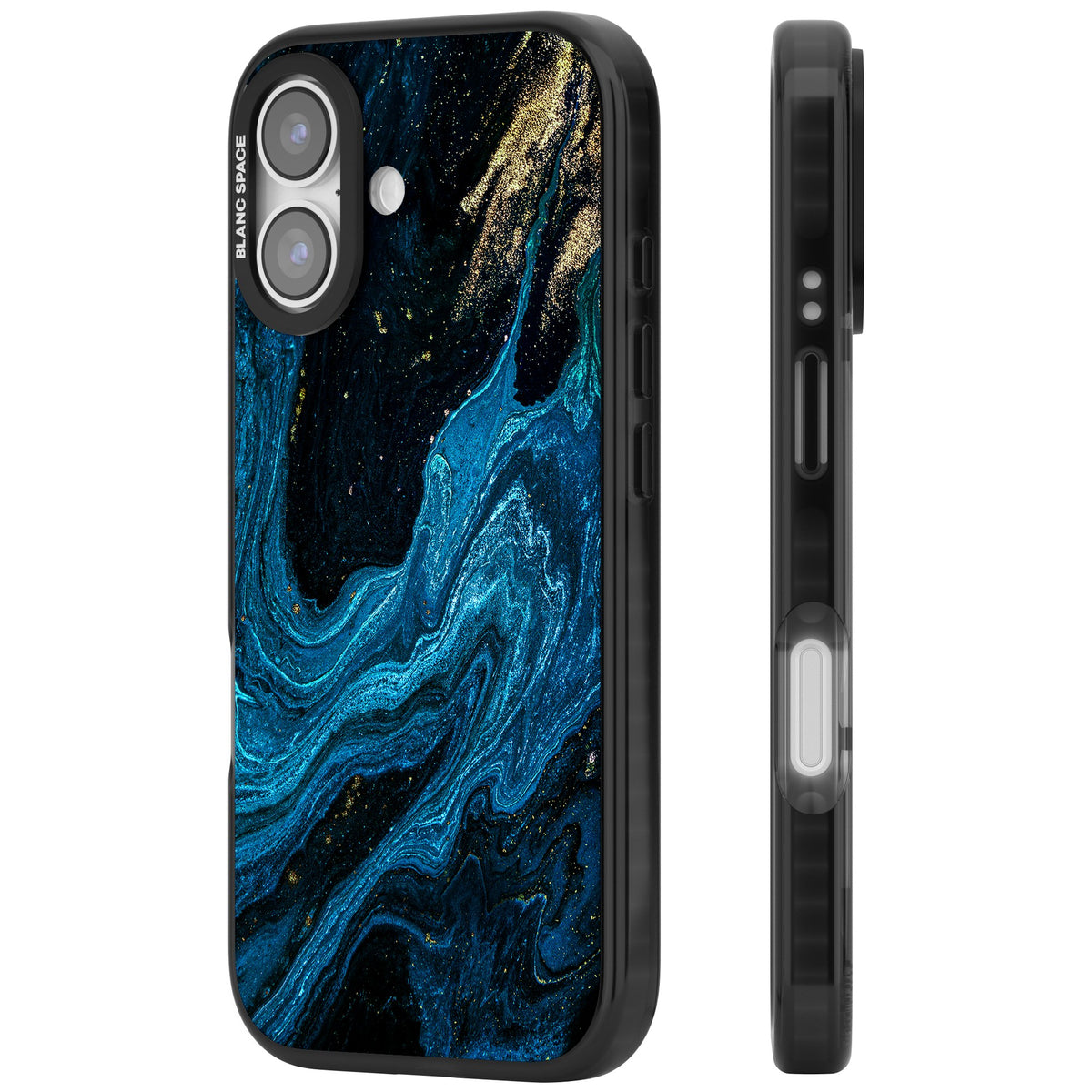 Saphire Lagoon iPhone 16 / iPhone 16 Plus / iPhone 17 Impact Black Phone Case side