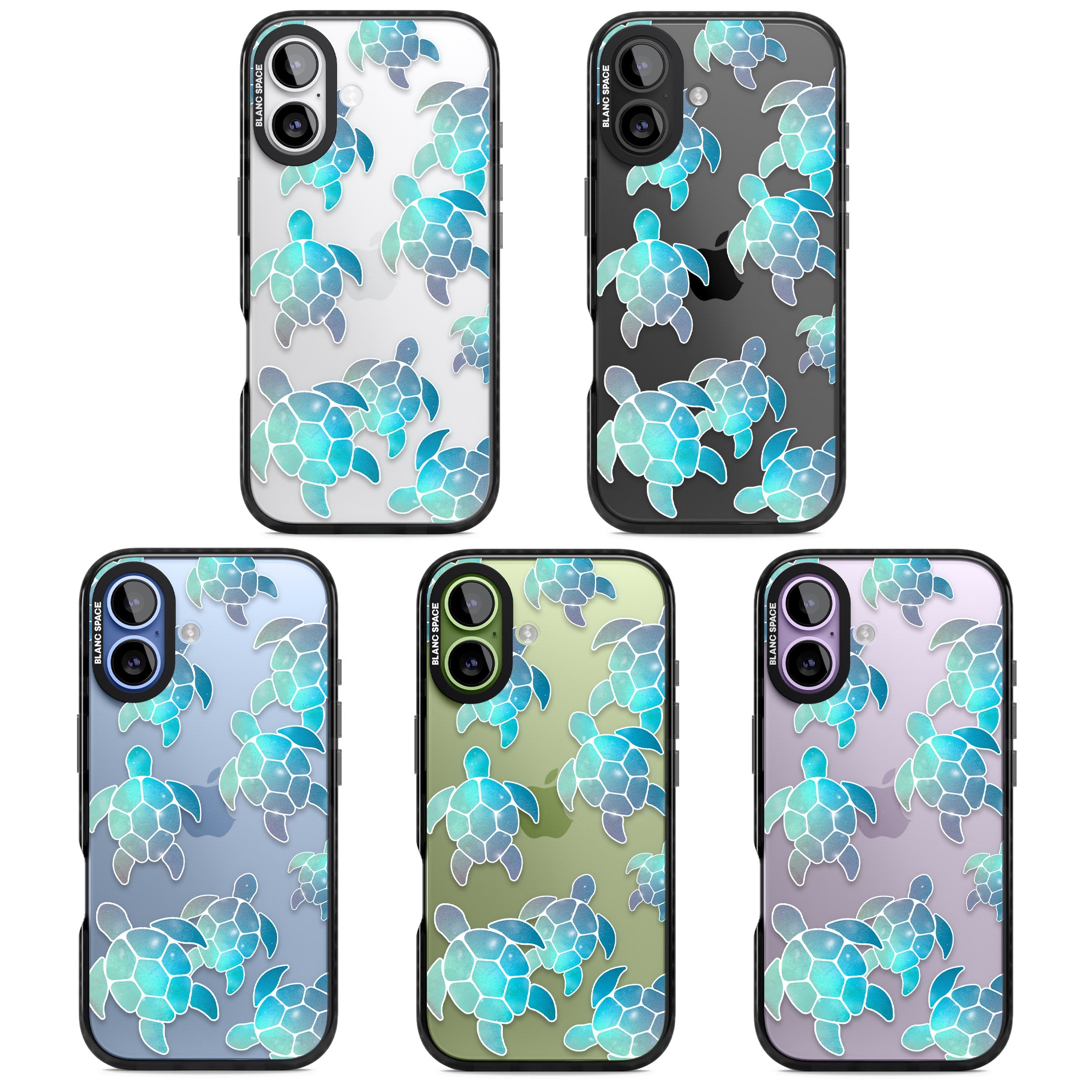Aqua Space Turtles iPhone 17 Impact Black Phone Case APT Impact Protection