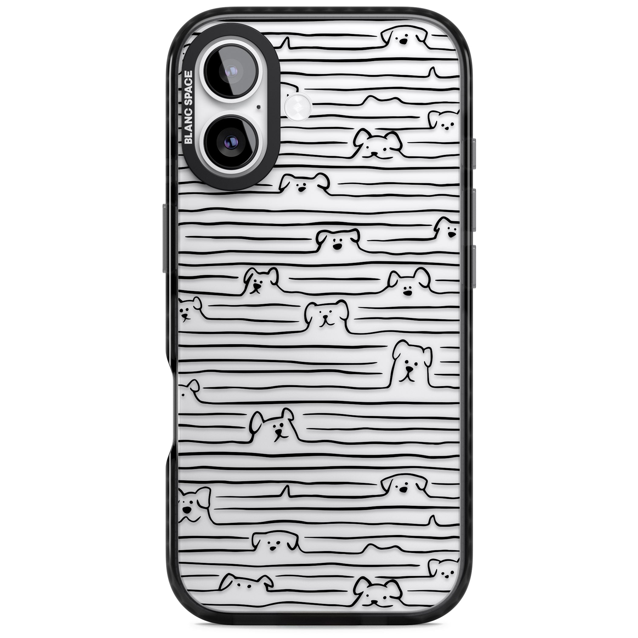 Dog Line Art Black iPhone 17 Impact Black Phone Case