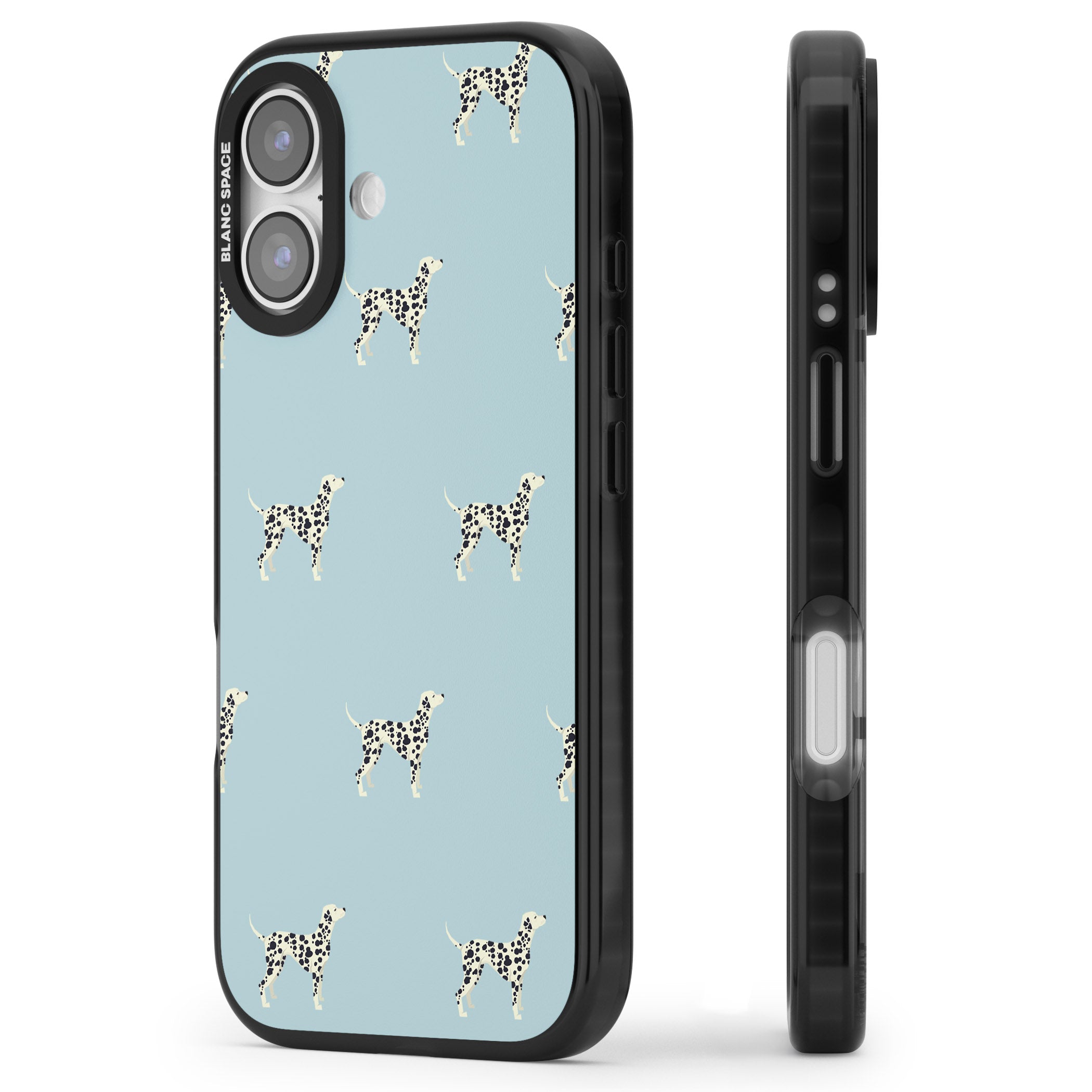 Dalmatian Pattern iPhone 17 Impact Black Phone Case Side Profile