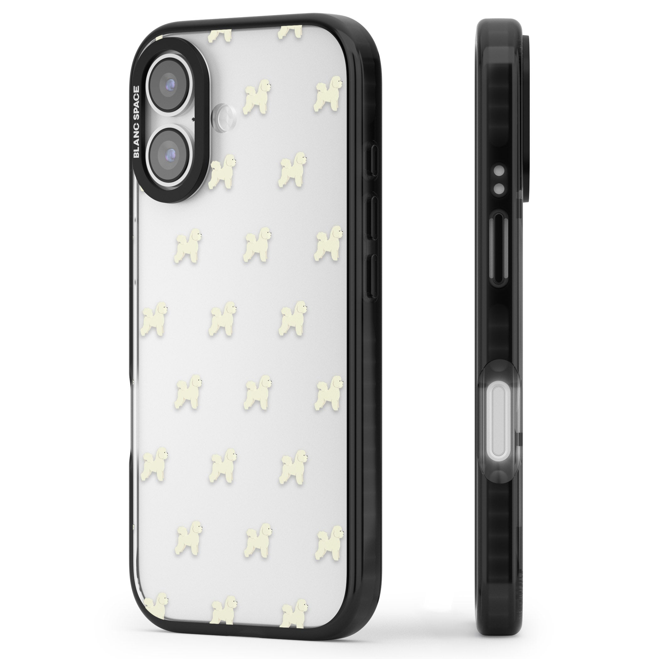 Bichon Frise Pattern iPhone 17 Impact Black Phone Case Side Profile