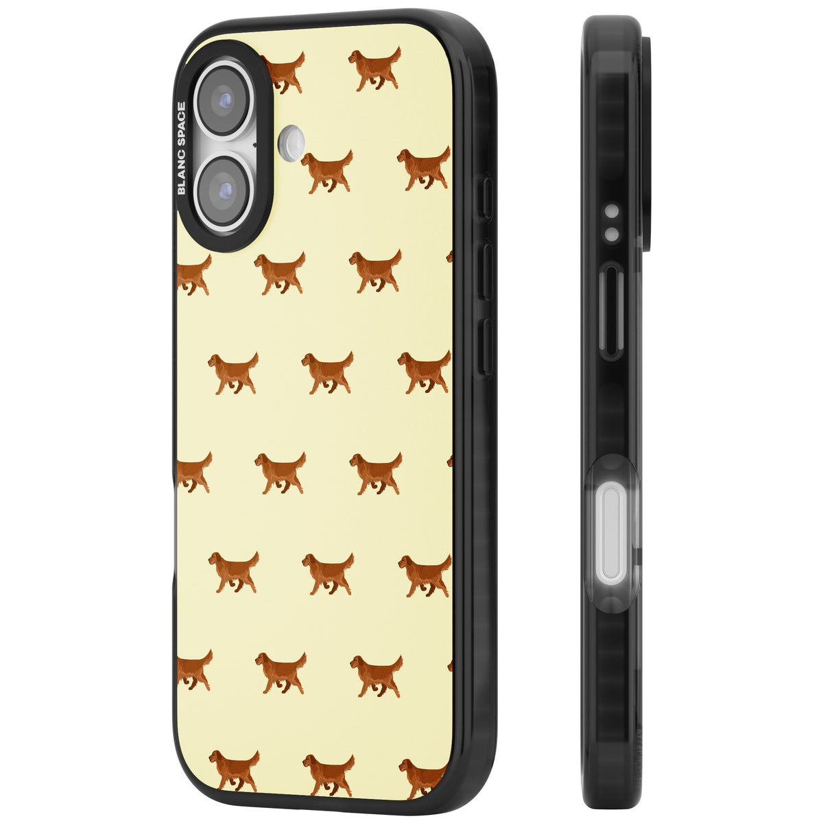 Golden Retriever Dog Pattern iPhone 16 / iPhone 16 Plus / iPhone 17 Impact Black Phone Case side