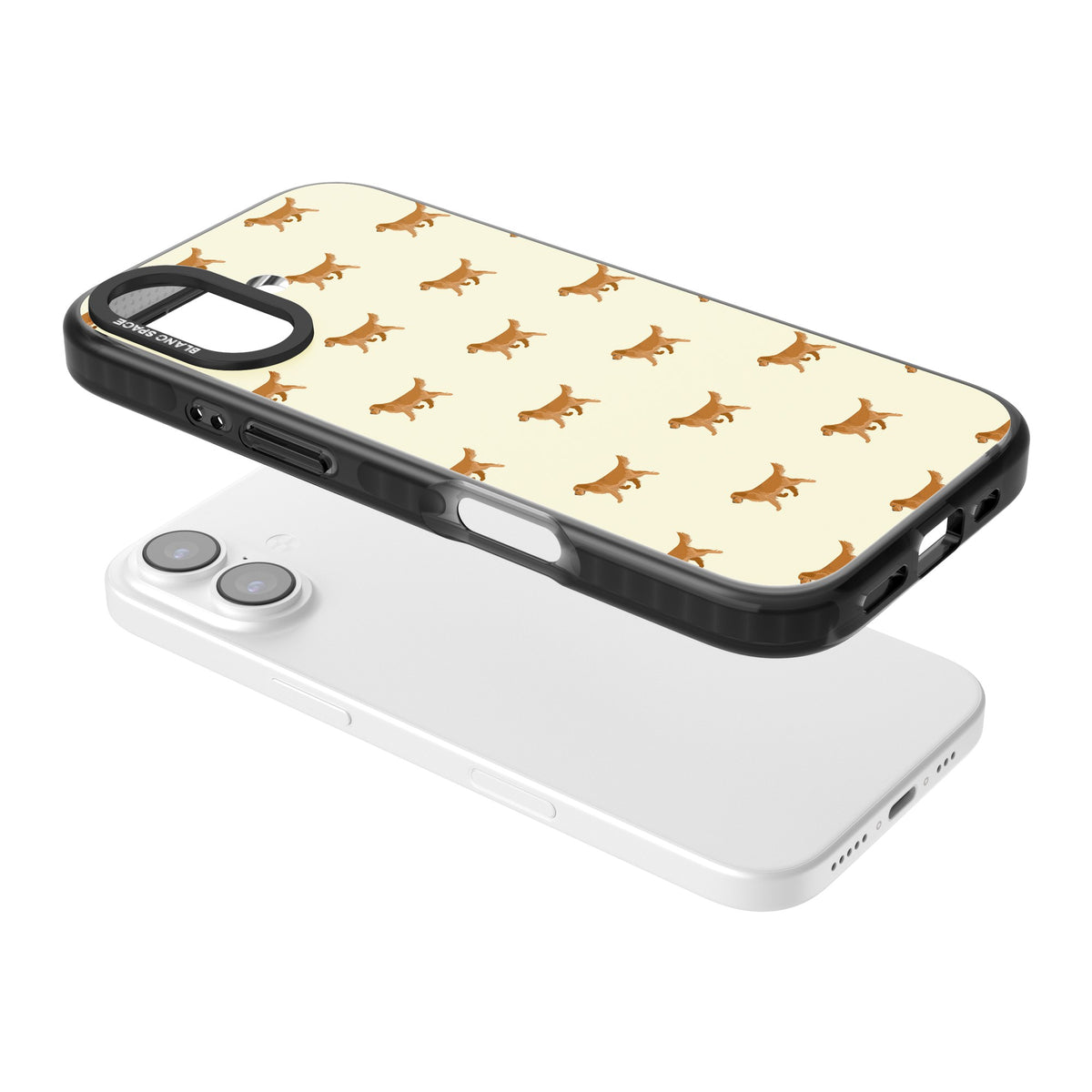 Golden Retriever Dog Pattern iPhone 16 / iPhone 16 Plus / iPhone 17 Impact Black Phone Case angled