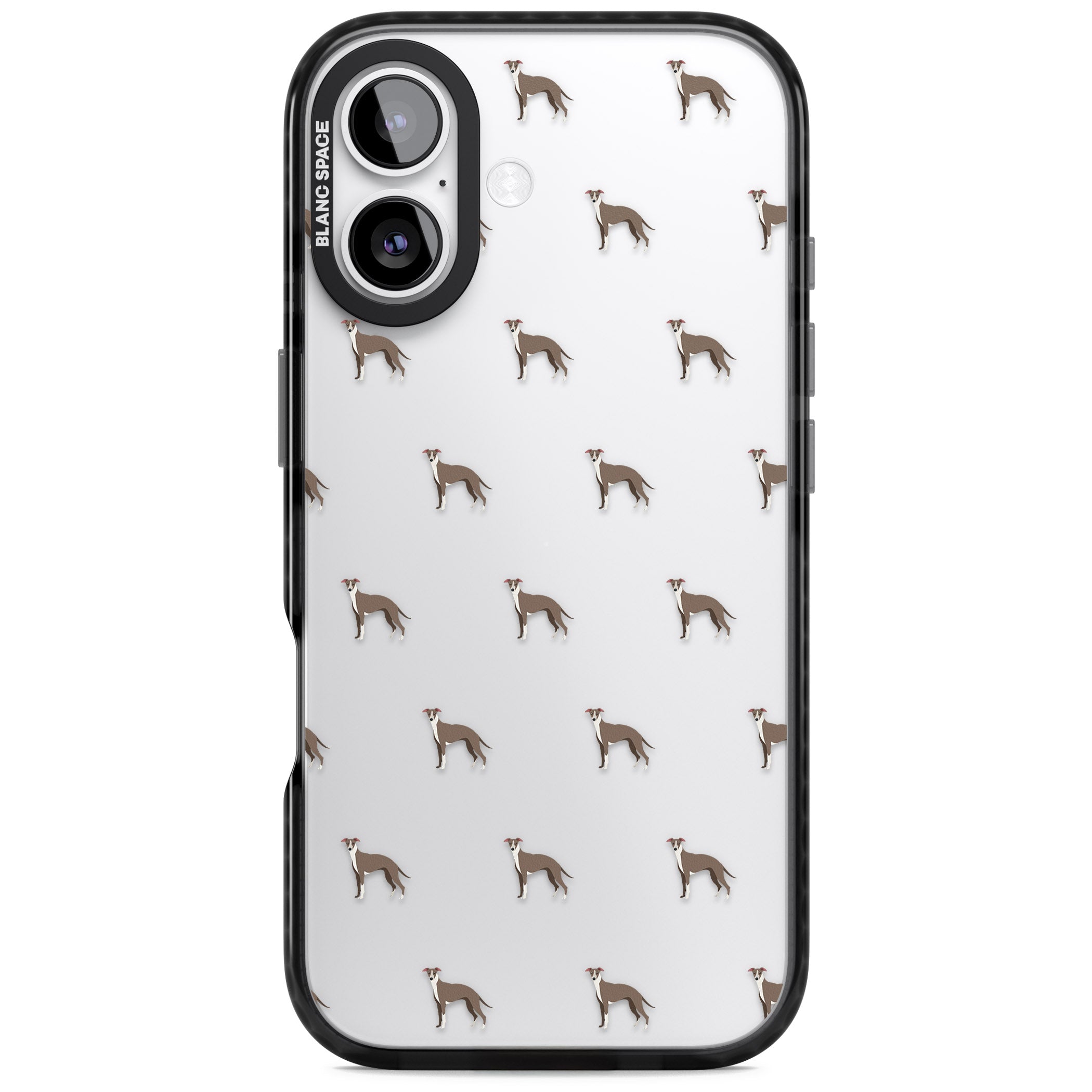 Whippet Dog Pattern Clear iPhone 17 Impact Black Phone Case