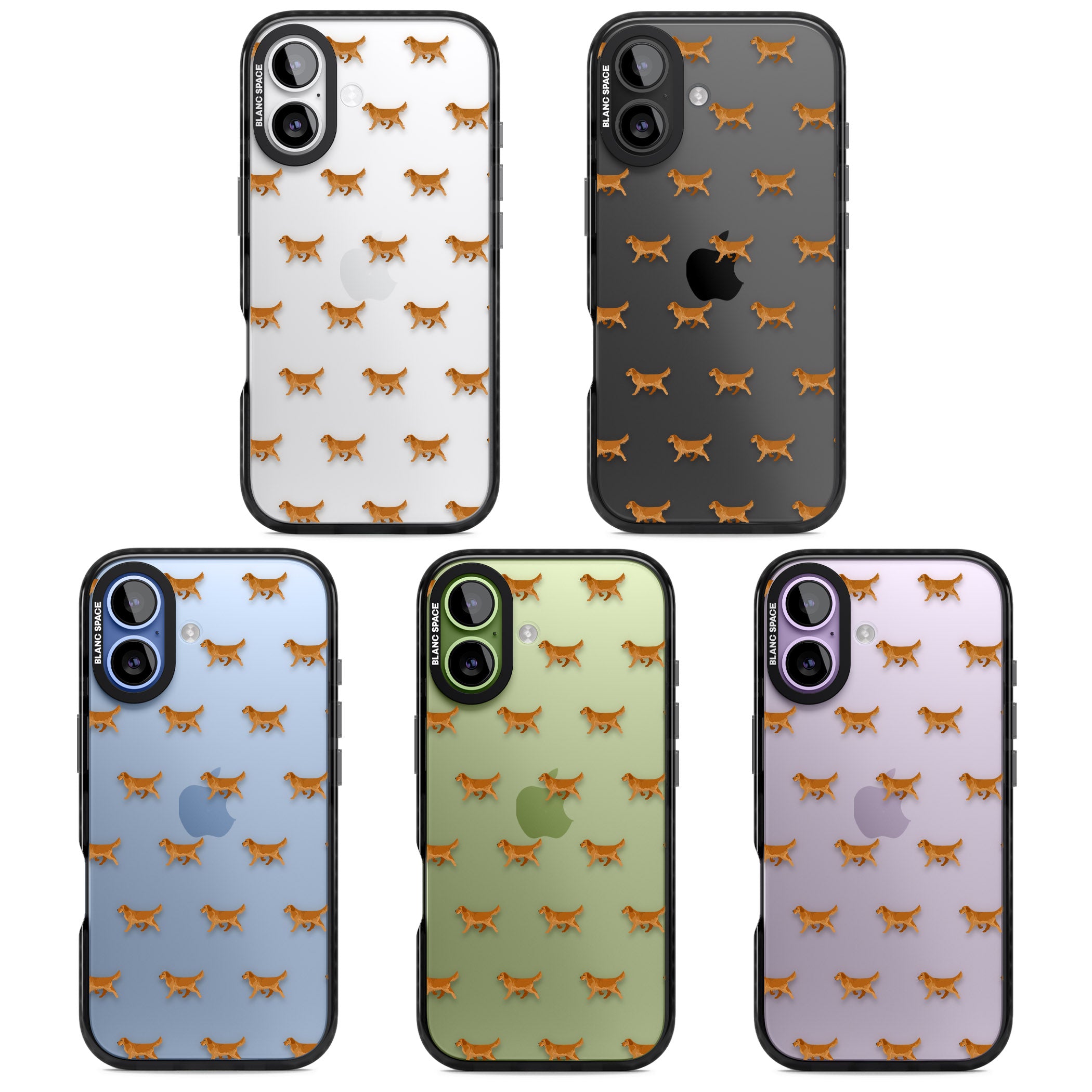 Golden Retriever Dog Pattern Clear iPhone 17 Impact Black Phone Case APT Impact Protection