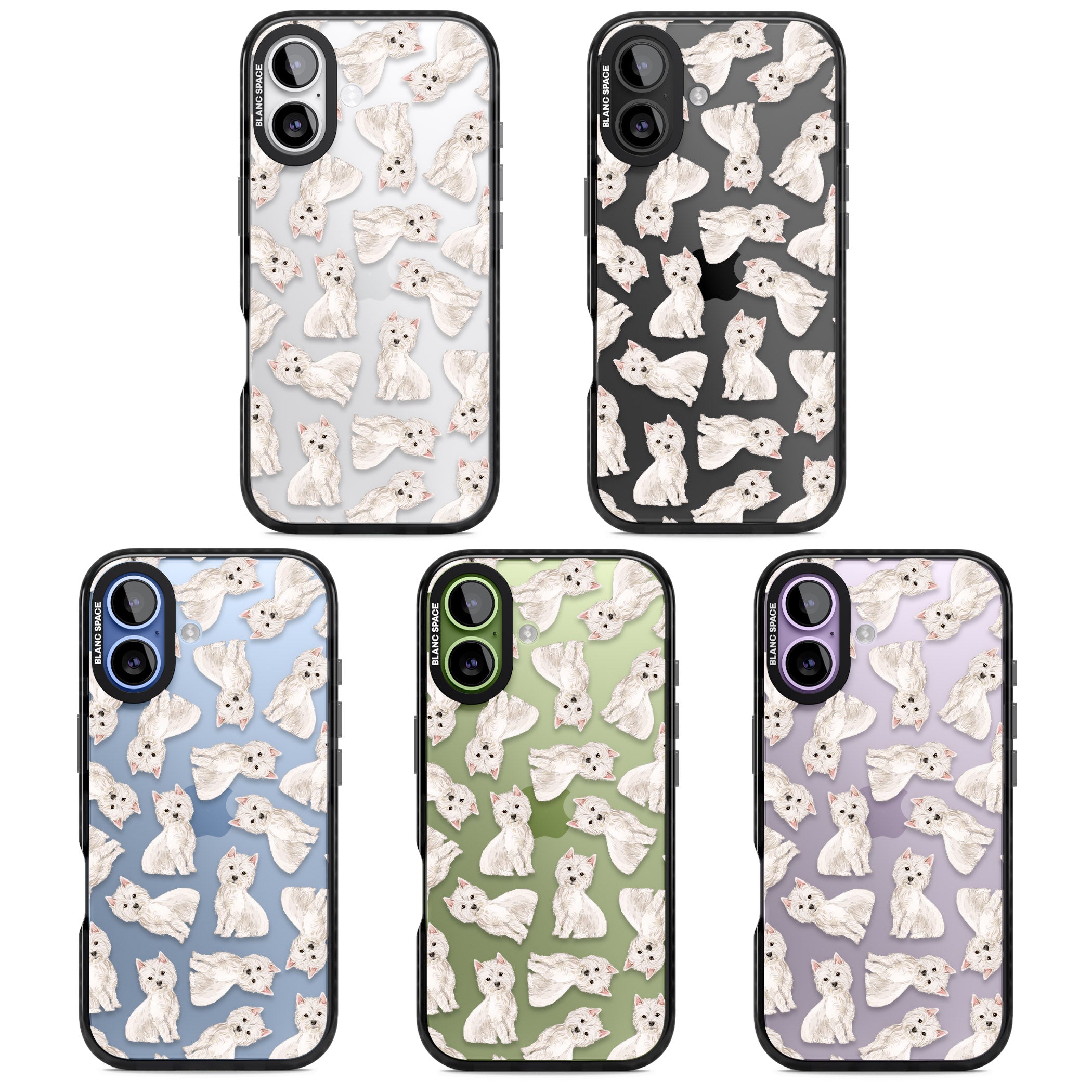 Westie Dog Pattern iPhone 17 Impact Black Phone Case APT Impact Protection