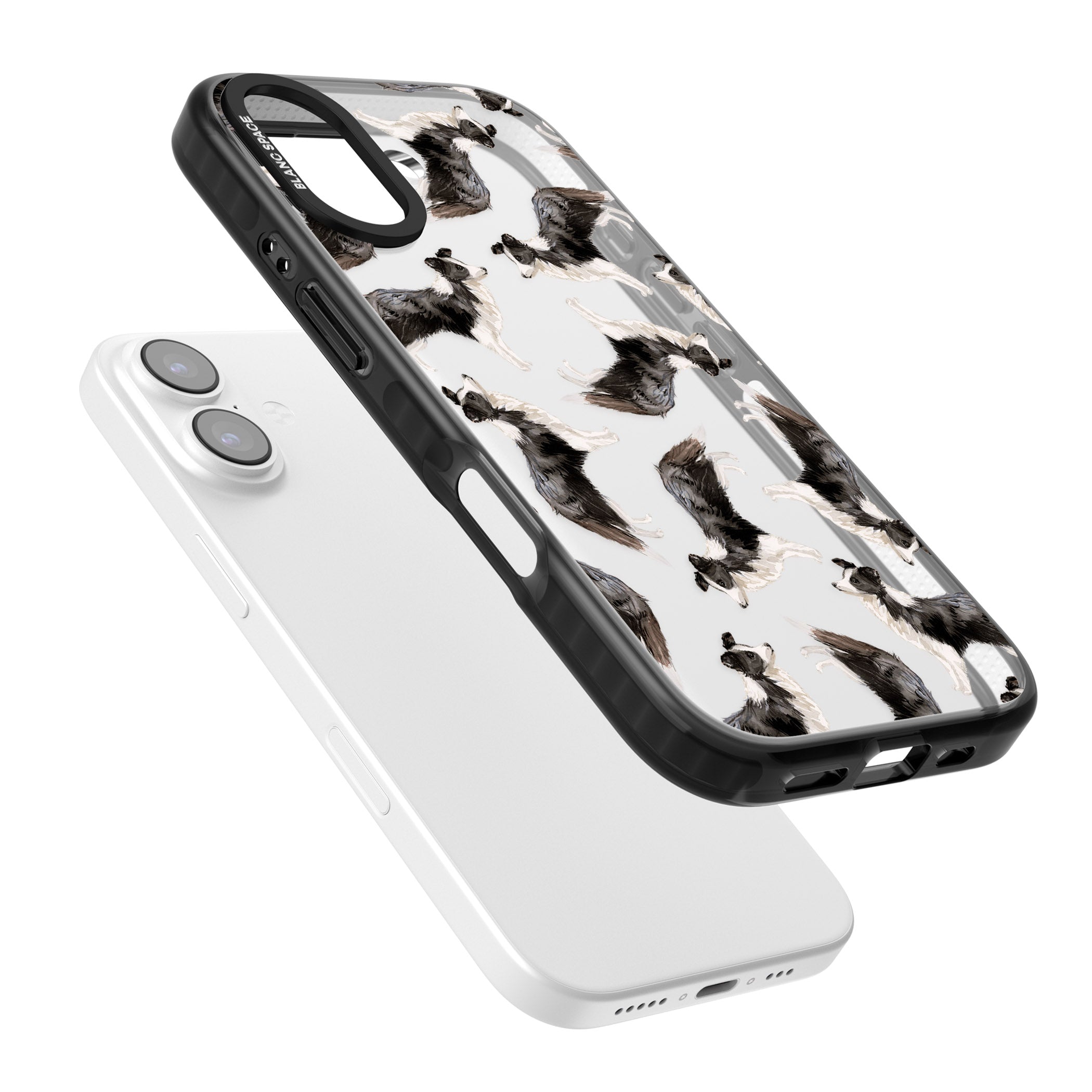 Border Collie Pattern Watercolour iPhone 17 Impact Black Phone Case Colours