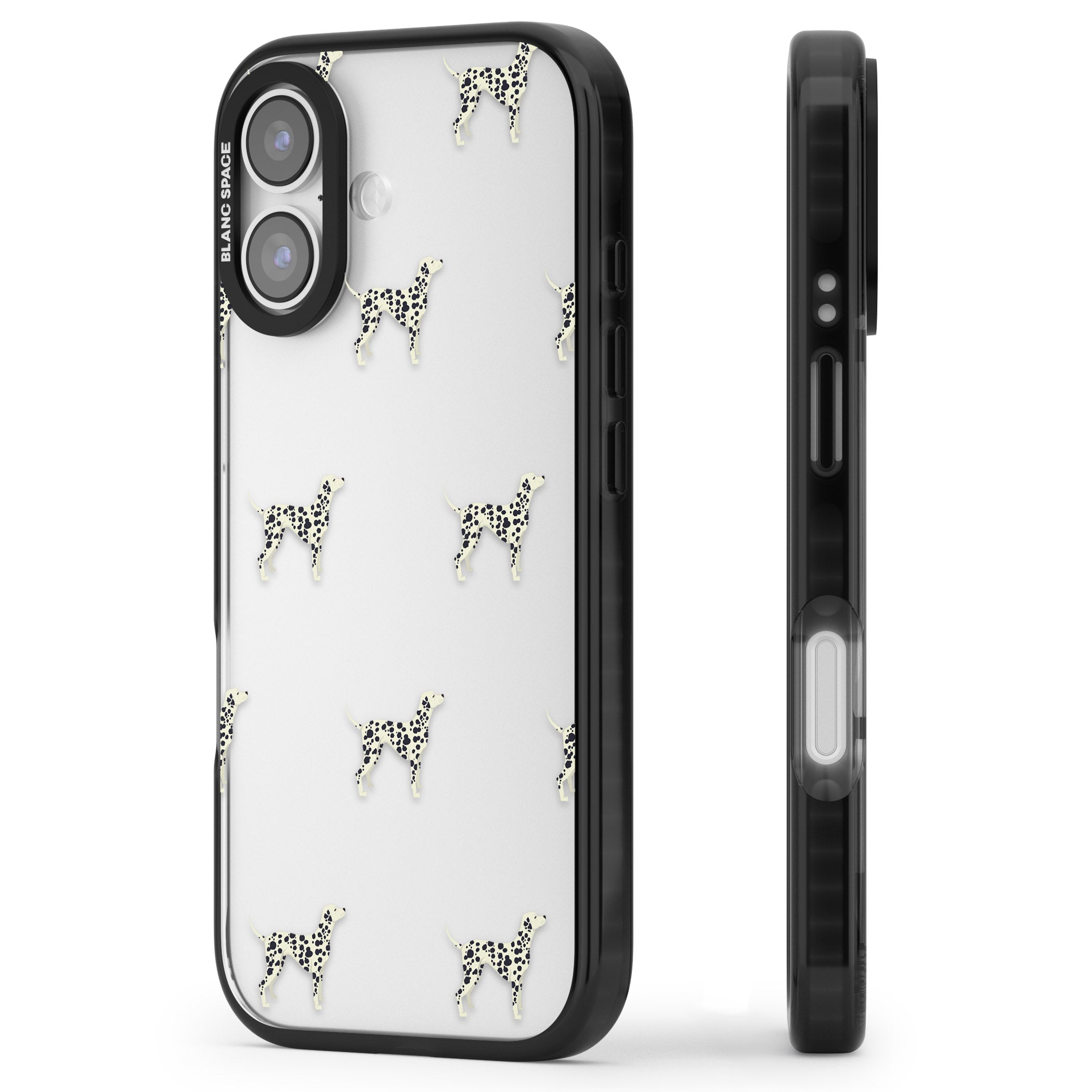 Dalmatian Dog Pattern iPhone 17 Impact Black Phone Case Side Profile