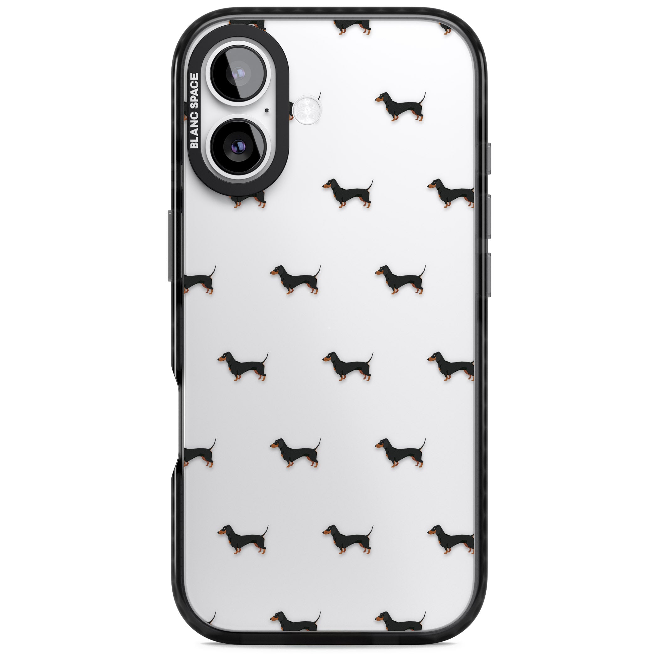 Dachshund Pattern Clear iPhone 17 Impact Black Phone Case