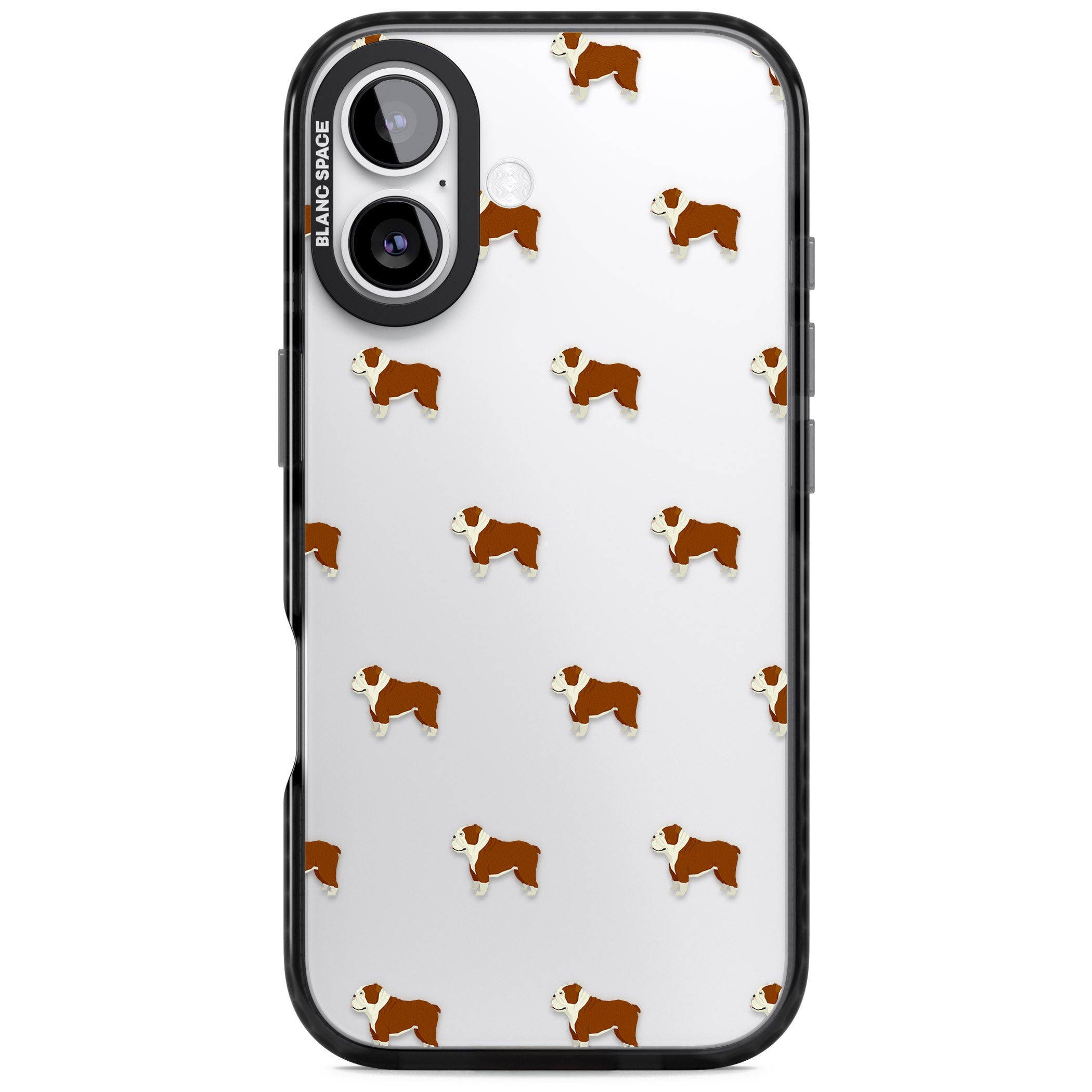 Bulldog Pattern Clear iPhone 17 Impact Black Phone Case