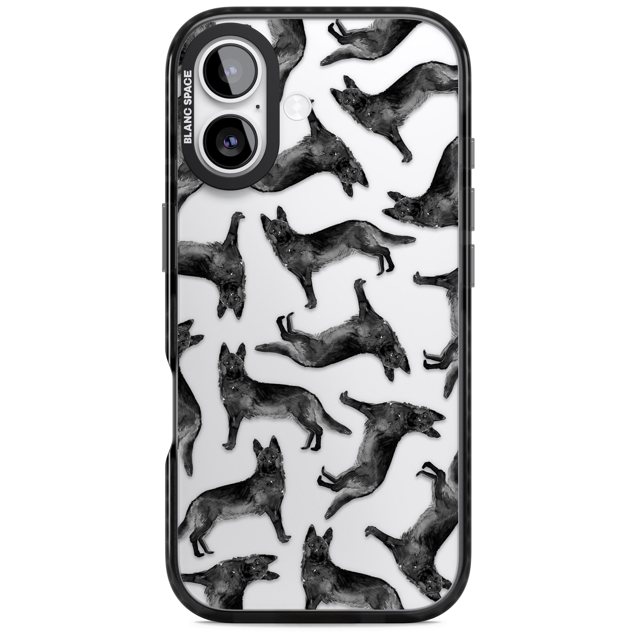 German Shepherd Pattern Black iPhone 17 Impact Black Phone Case