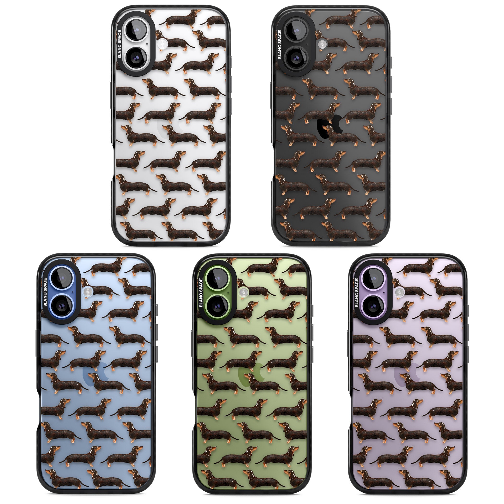 Dachshund Pattern Black Tan iPhone 17 Impact Black Phone Case APT Impact Protection