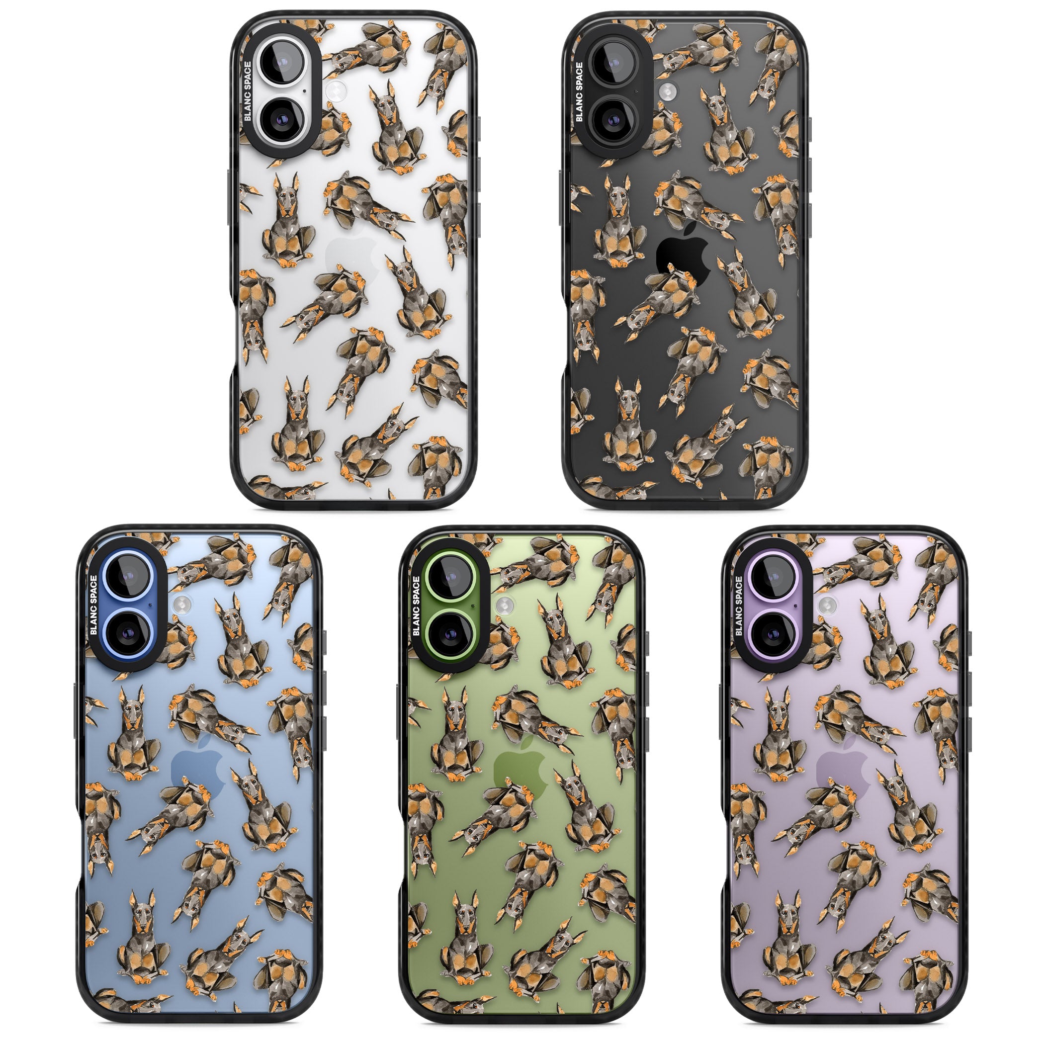 Doberman Watercolor Dog iPhone 17 Impact Black Phone Case APT Impact Protection