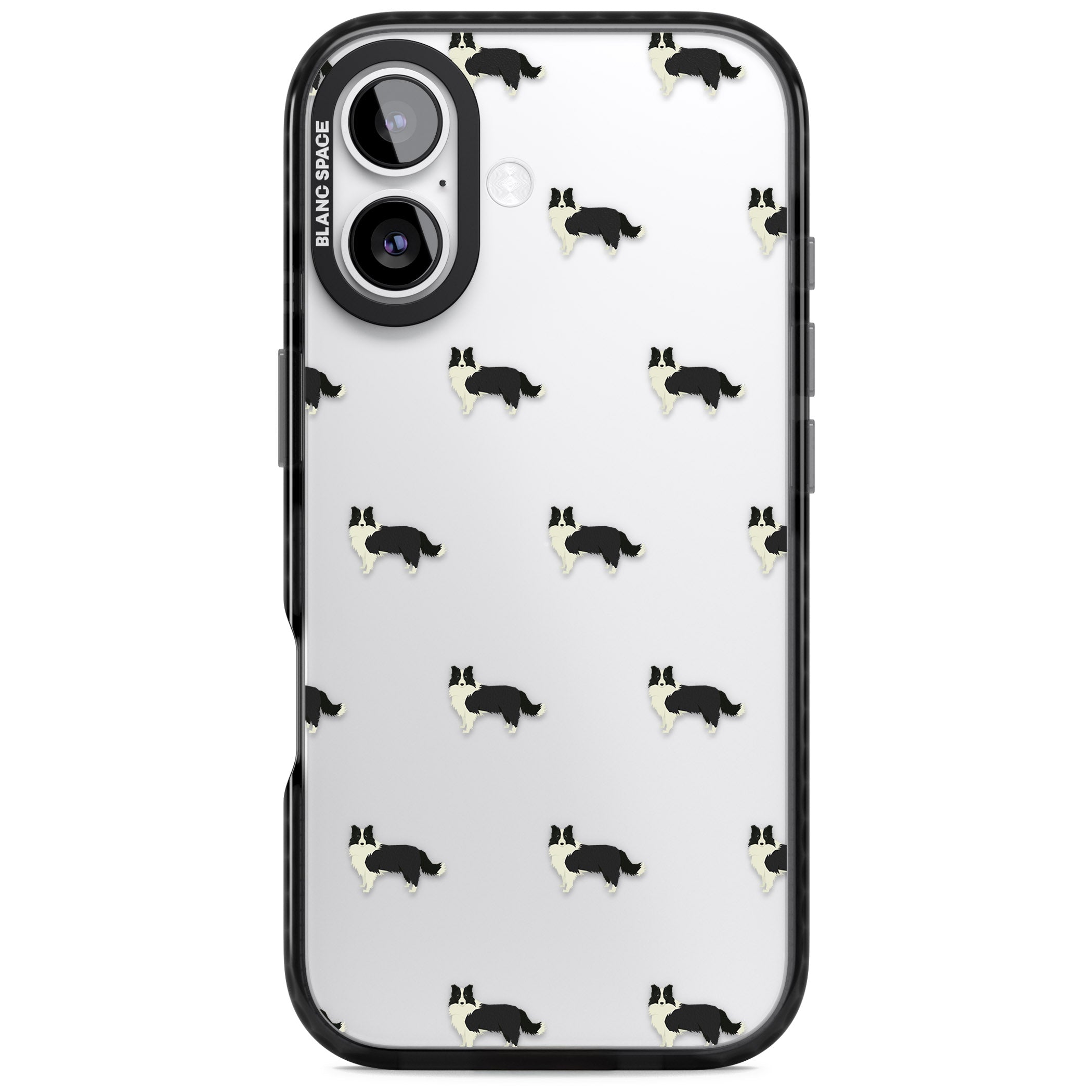 Border Collie Pattern Clear iPhone 17 Impact Black Phone Case