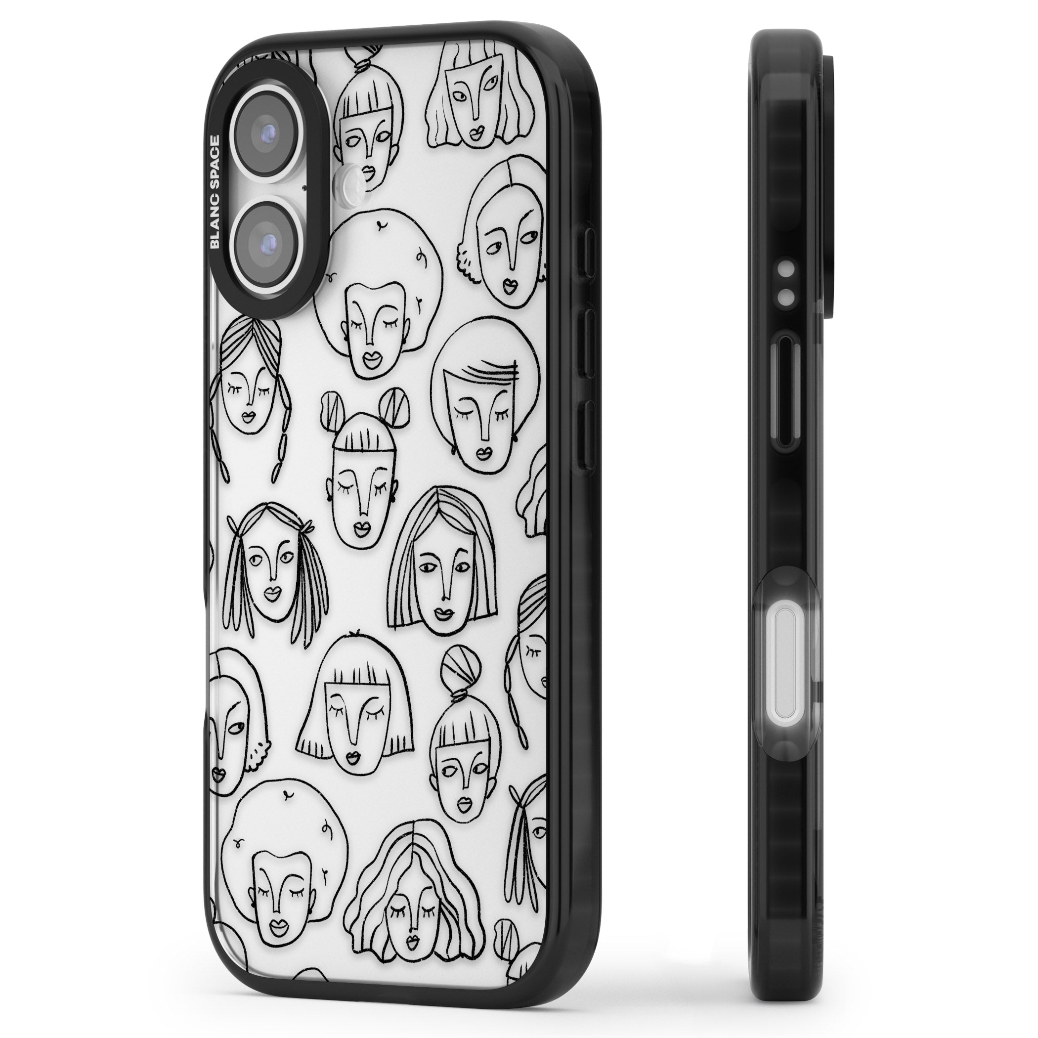 Doodle Face iPhone 17 Impact Black Phone Case Side Profile
