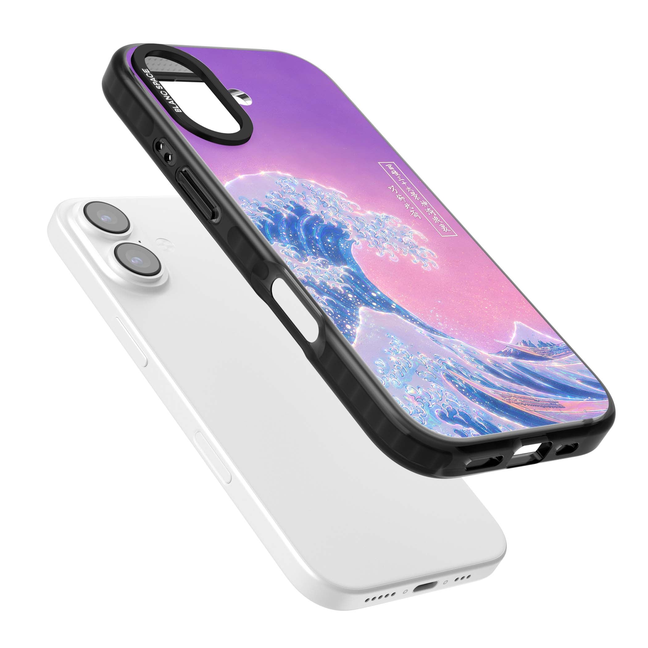 The Great Opal Wave Japanese iPhone case featuring Hokusai's great wave in iridescent pastels with lilac sky and Mou | Clear Impact case for iPhone 17