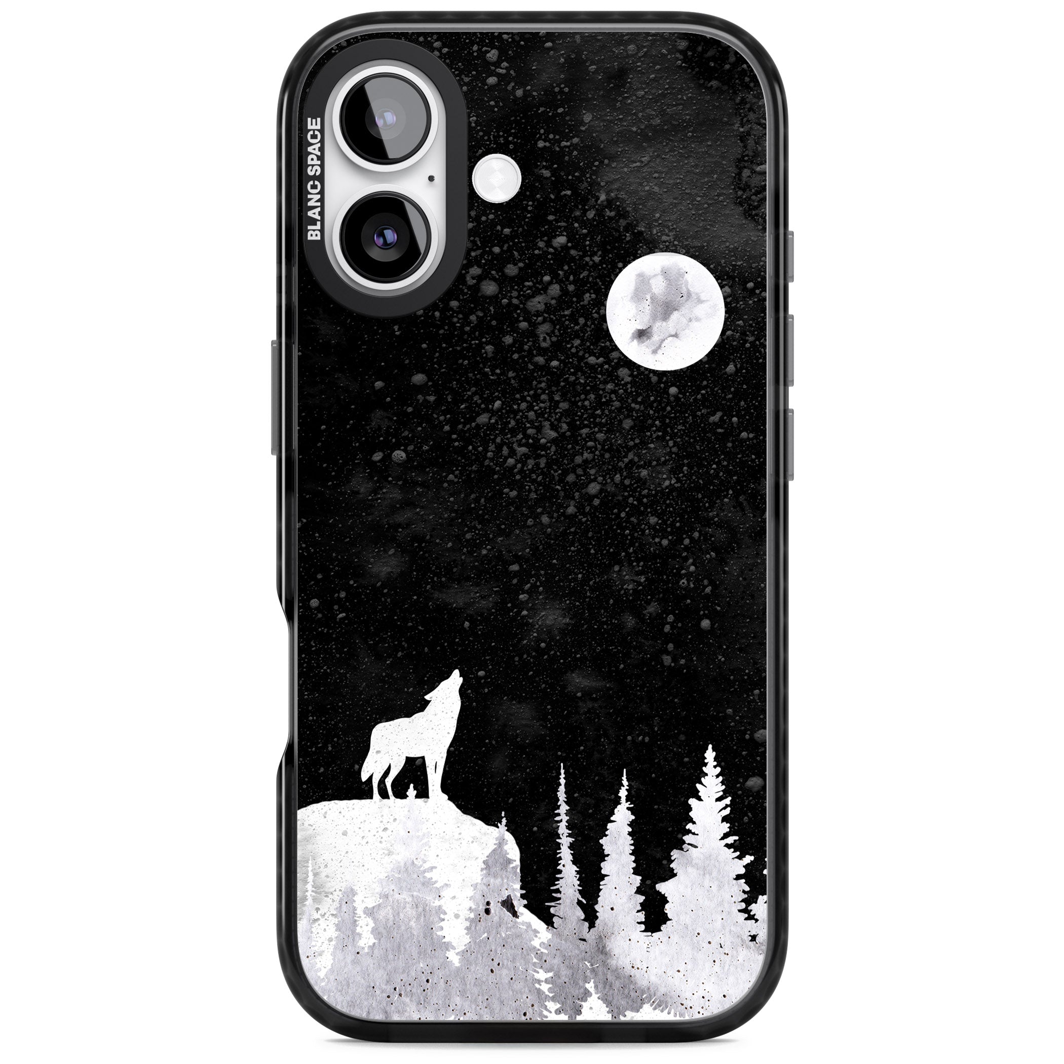 Moon Phases: Wolf & Full Moon iPhone 17 Impact Black Phone Case