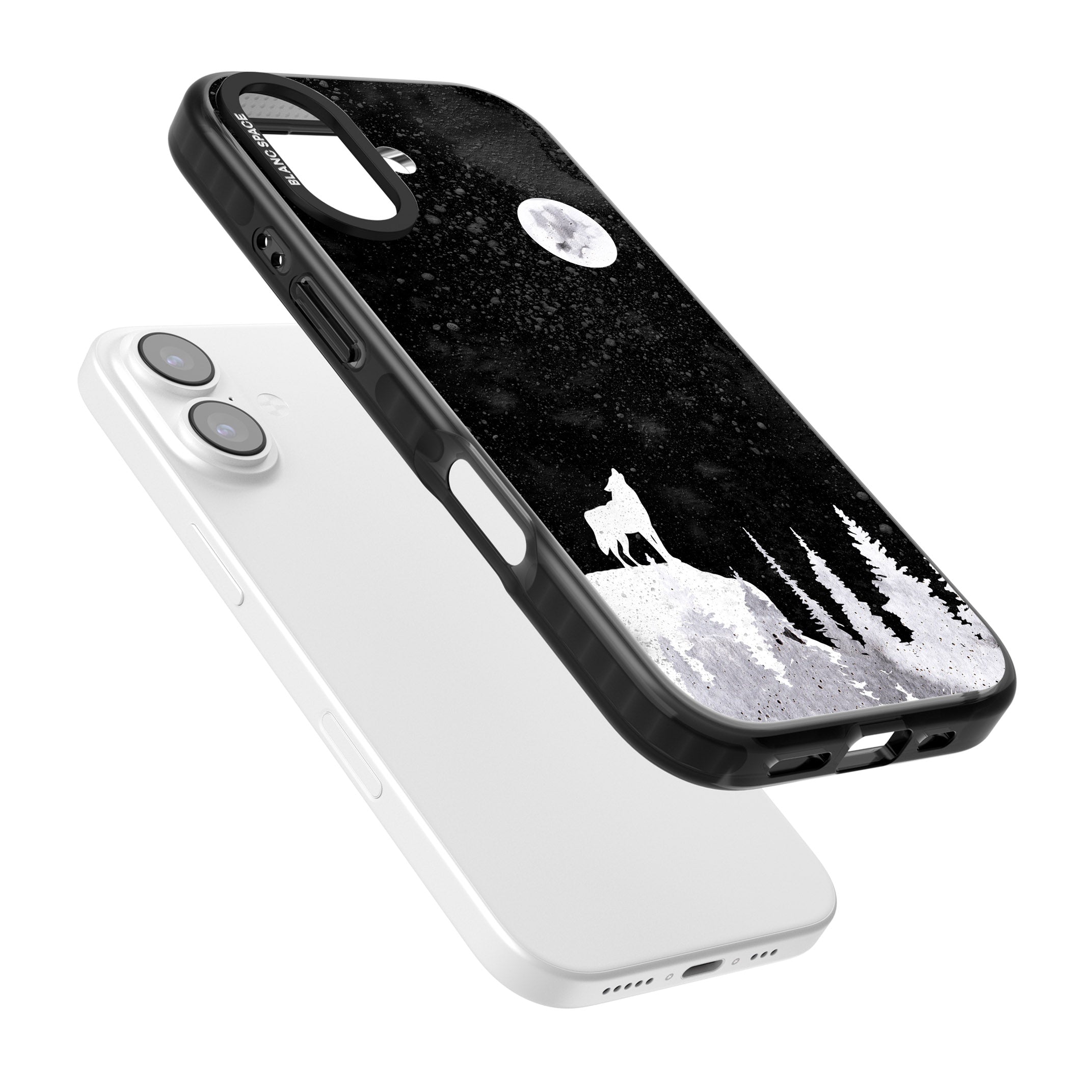 Moon Phases: Wolf & Full Moon iPhone 17 Impact Black Phone Case Colours