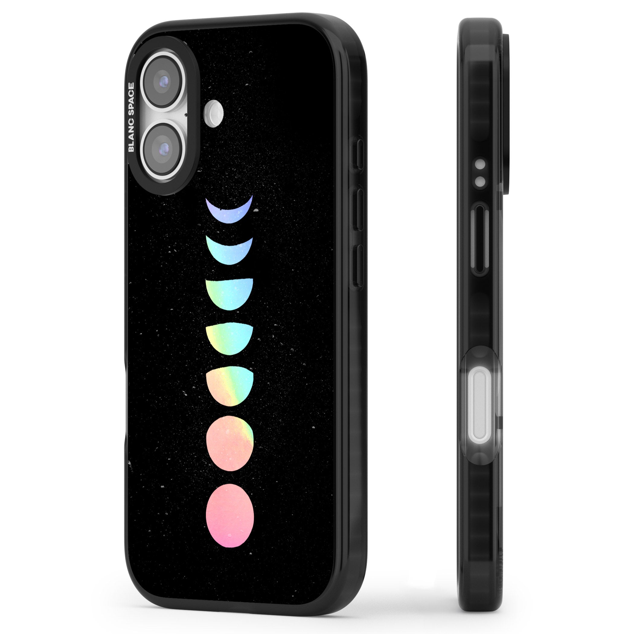 Pastel Moon Phases iPhone 17 Impact Black Phone Case Side Profile