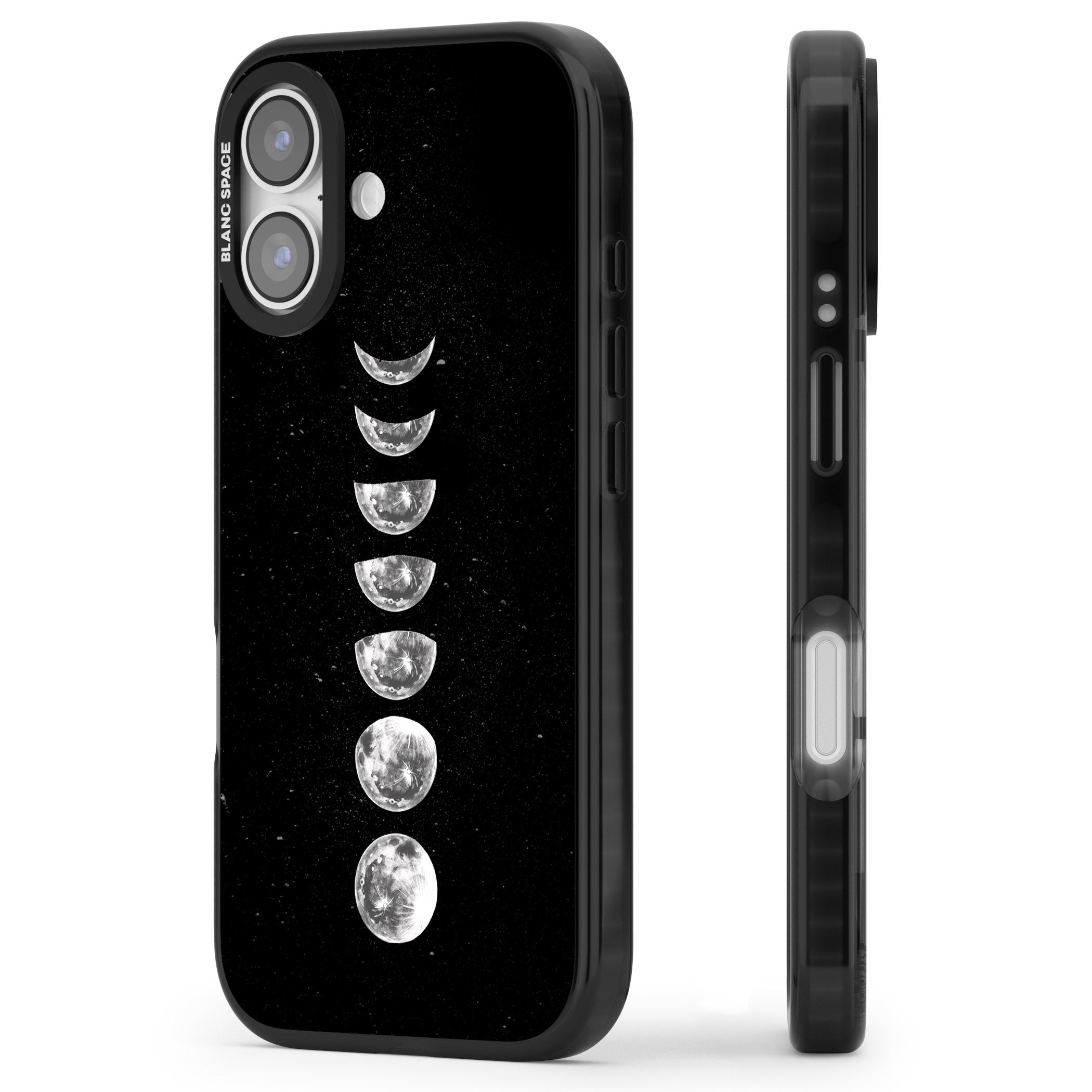 Light Watercolour Moons iPhone 17 Impact Black Phone Case Side Profile