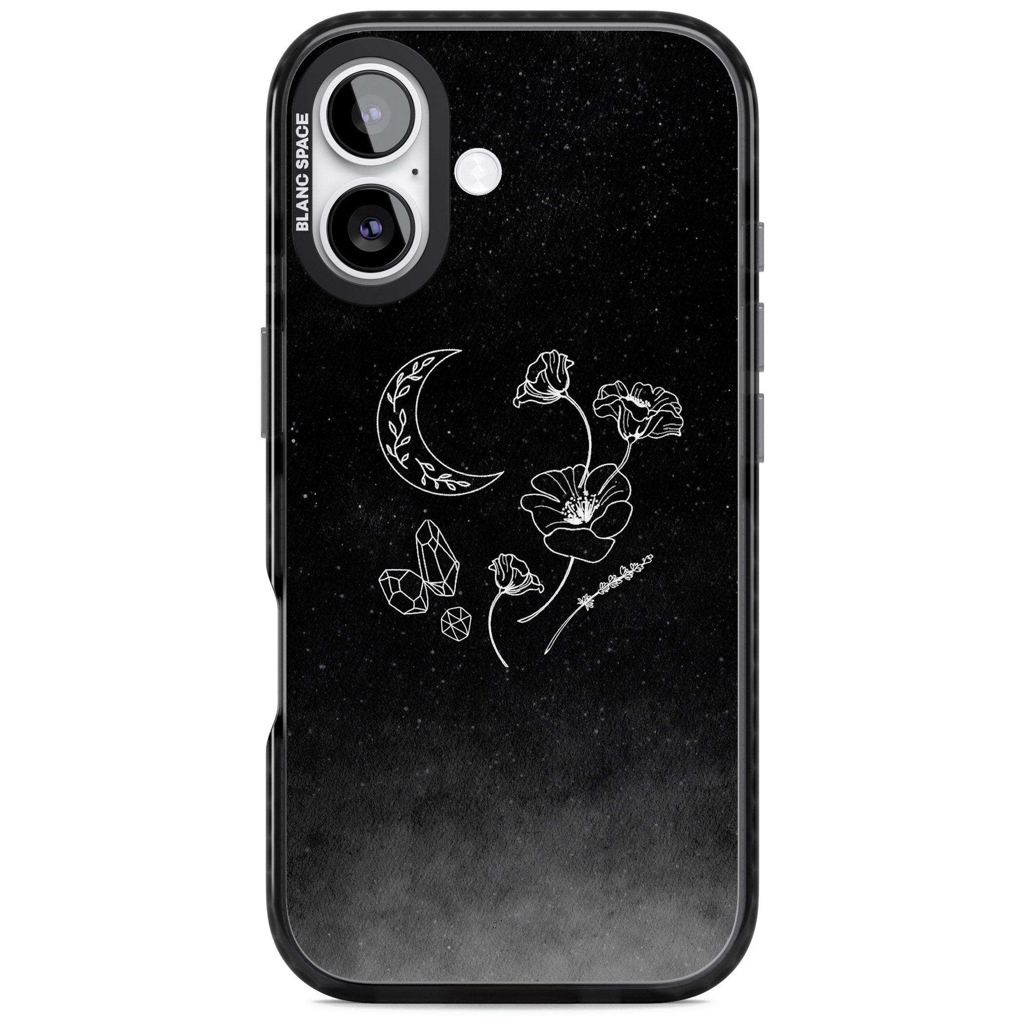 Midnight Moon Botanic iPhone 17 Impact Black Phone Case