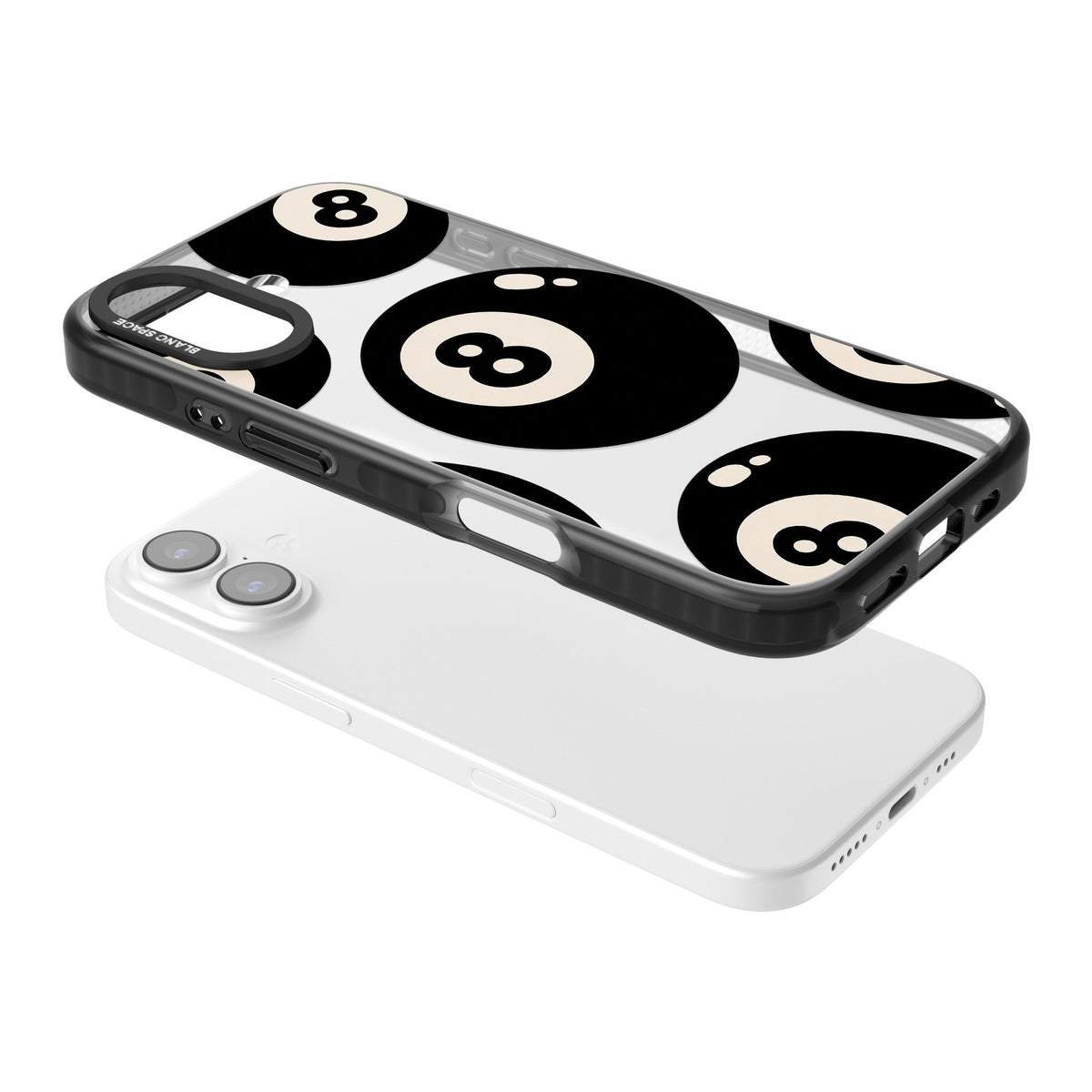 Eights iPhone 16 / iPhone 16 Plus / iPhone 17 Impact Black Phone Case angled
