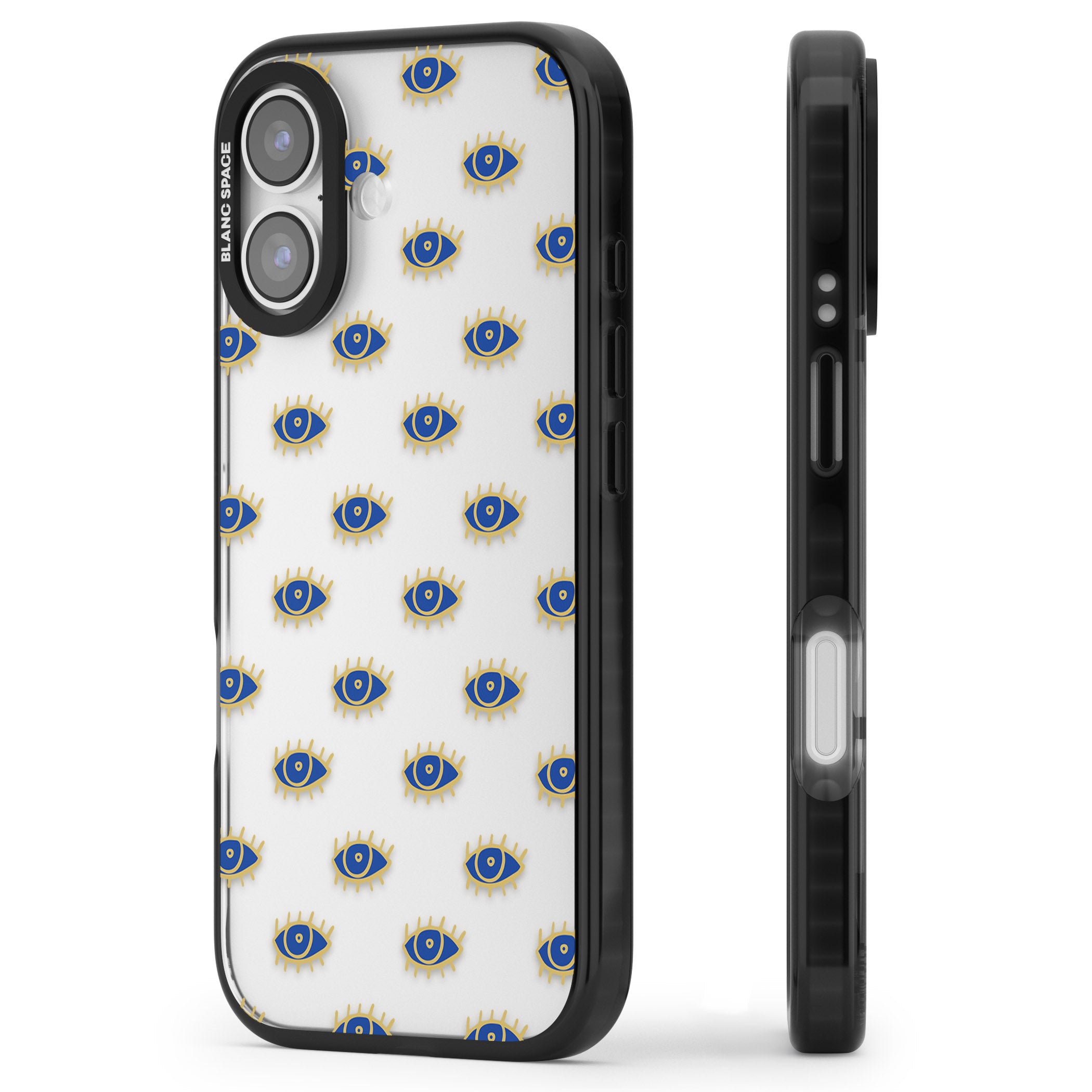 Psychedelic Eyes Pattern Classic iPhone 17 Impact Black Phone Case Side Profile