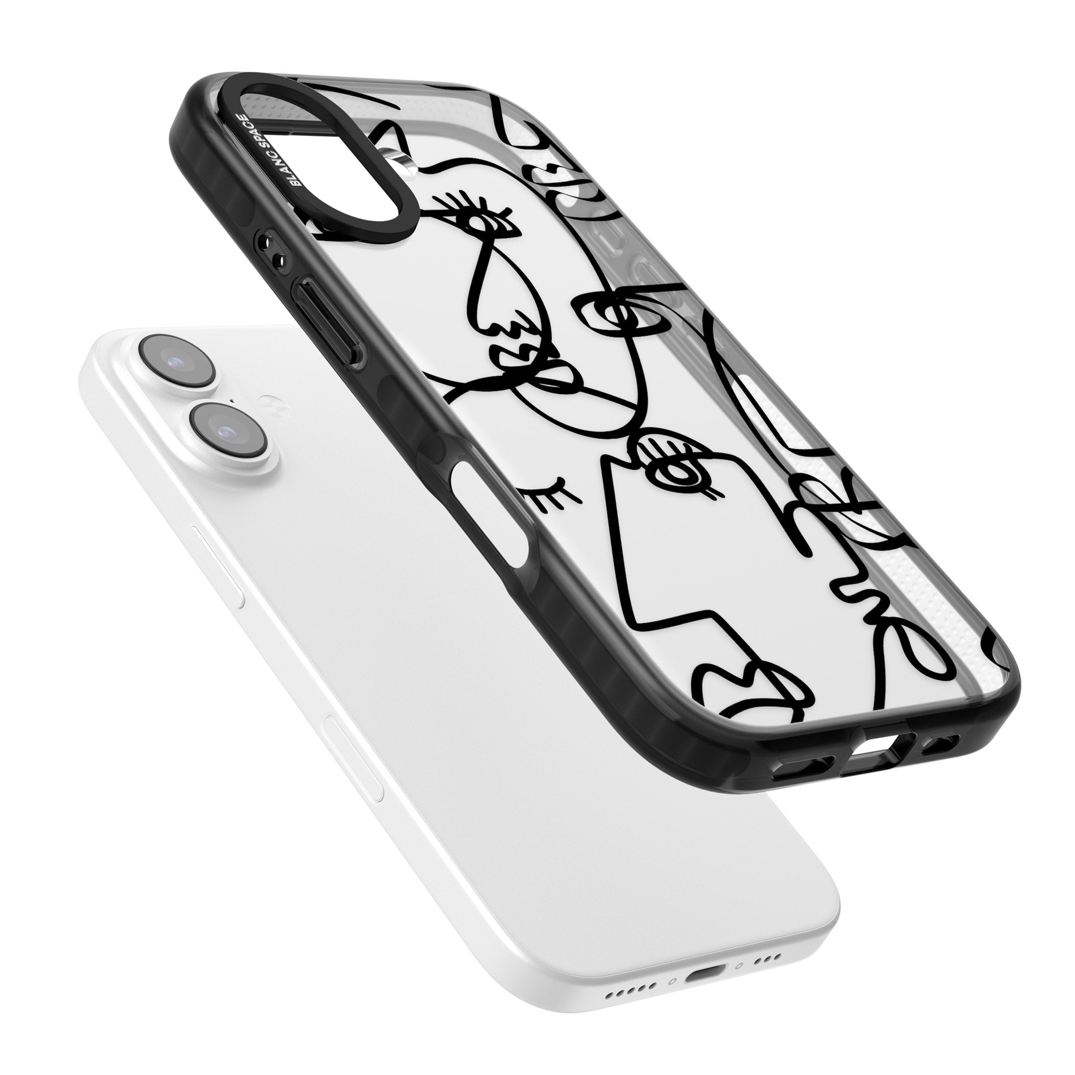 Abstract Line Art Black Clear iPhone 17 Impact Black Phone Case Colours