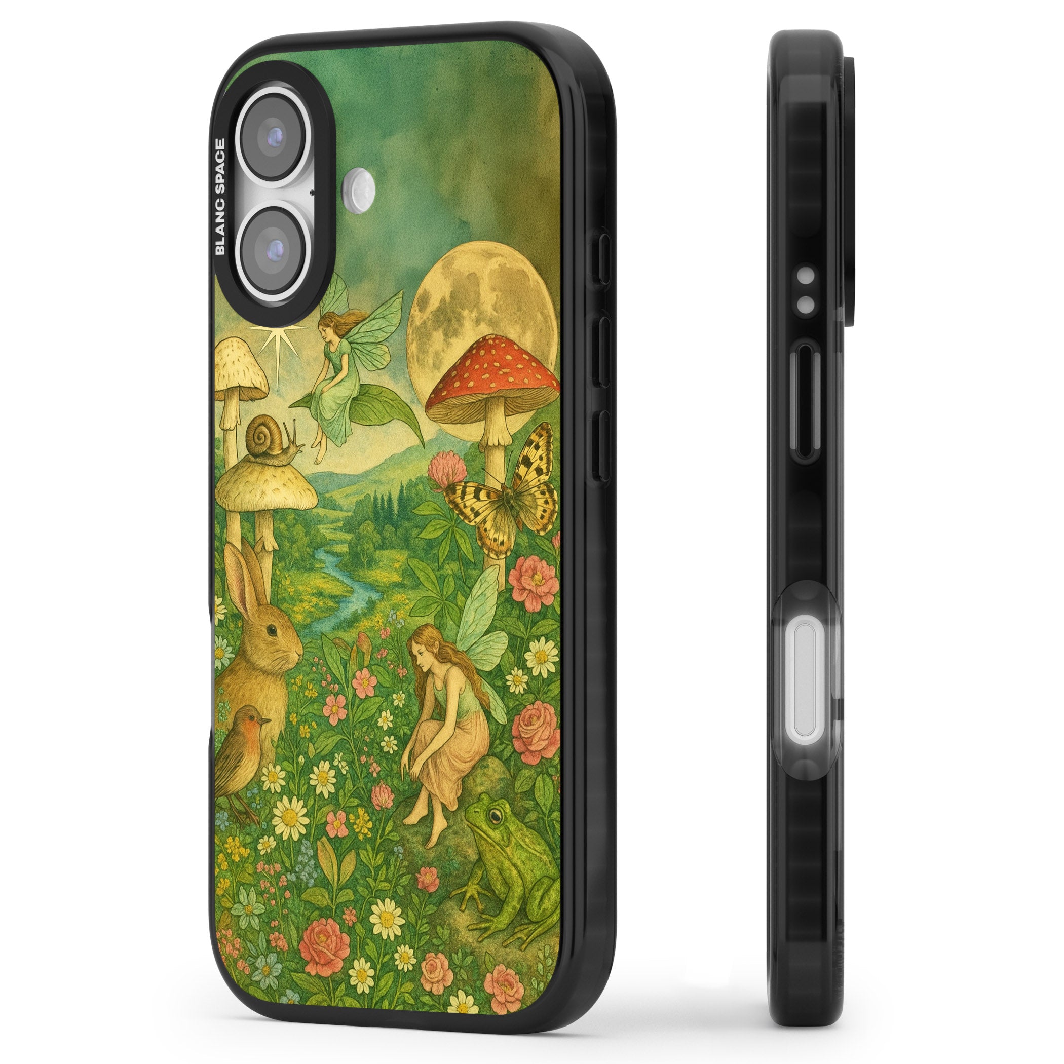 Fairies & Flowers iPhone 17 Impact Black Phone Case Side Profile