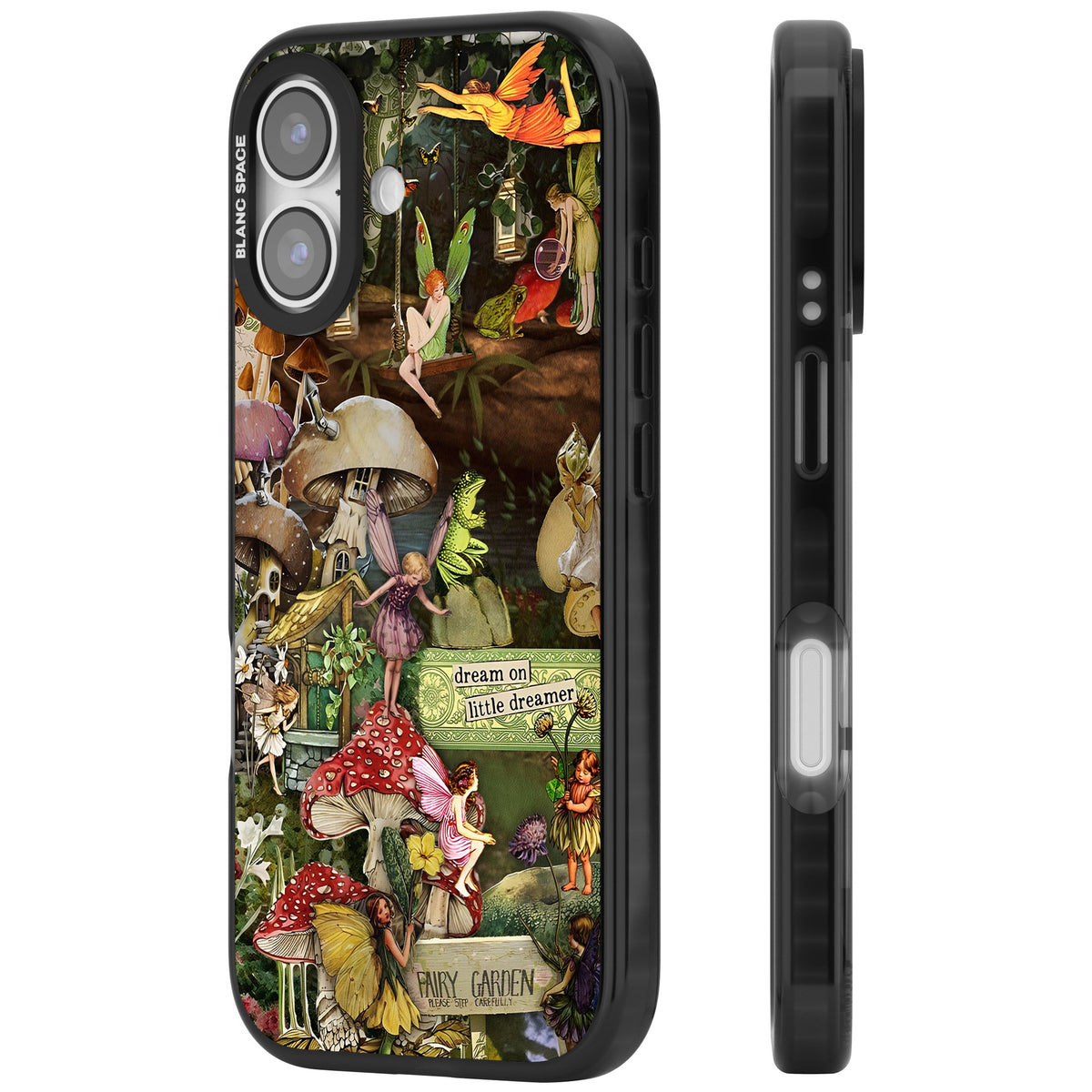 Dreamy Garden iPhone 16 / iPhone 16 Plus / iPhone 17 Impact Black Phone Case side