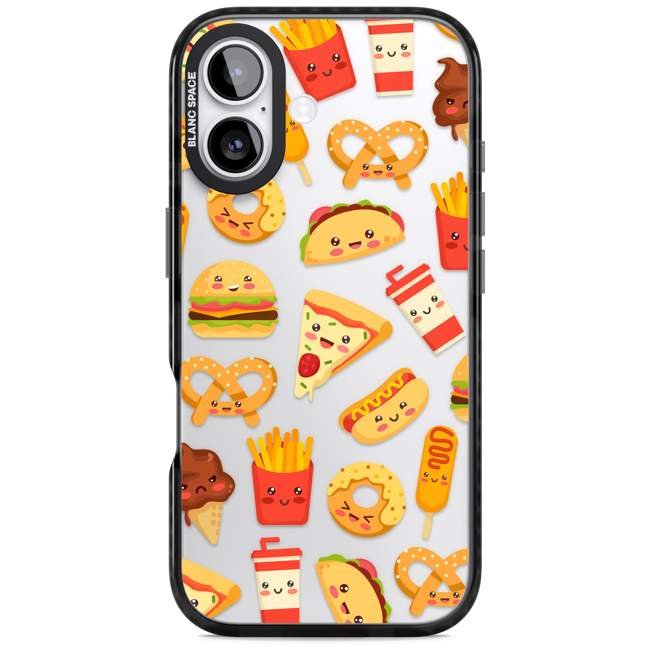 Fast Food Patterns Kawaii Fast Food Mix iPhone 17 Impact Black Phone Case