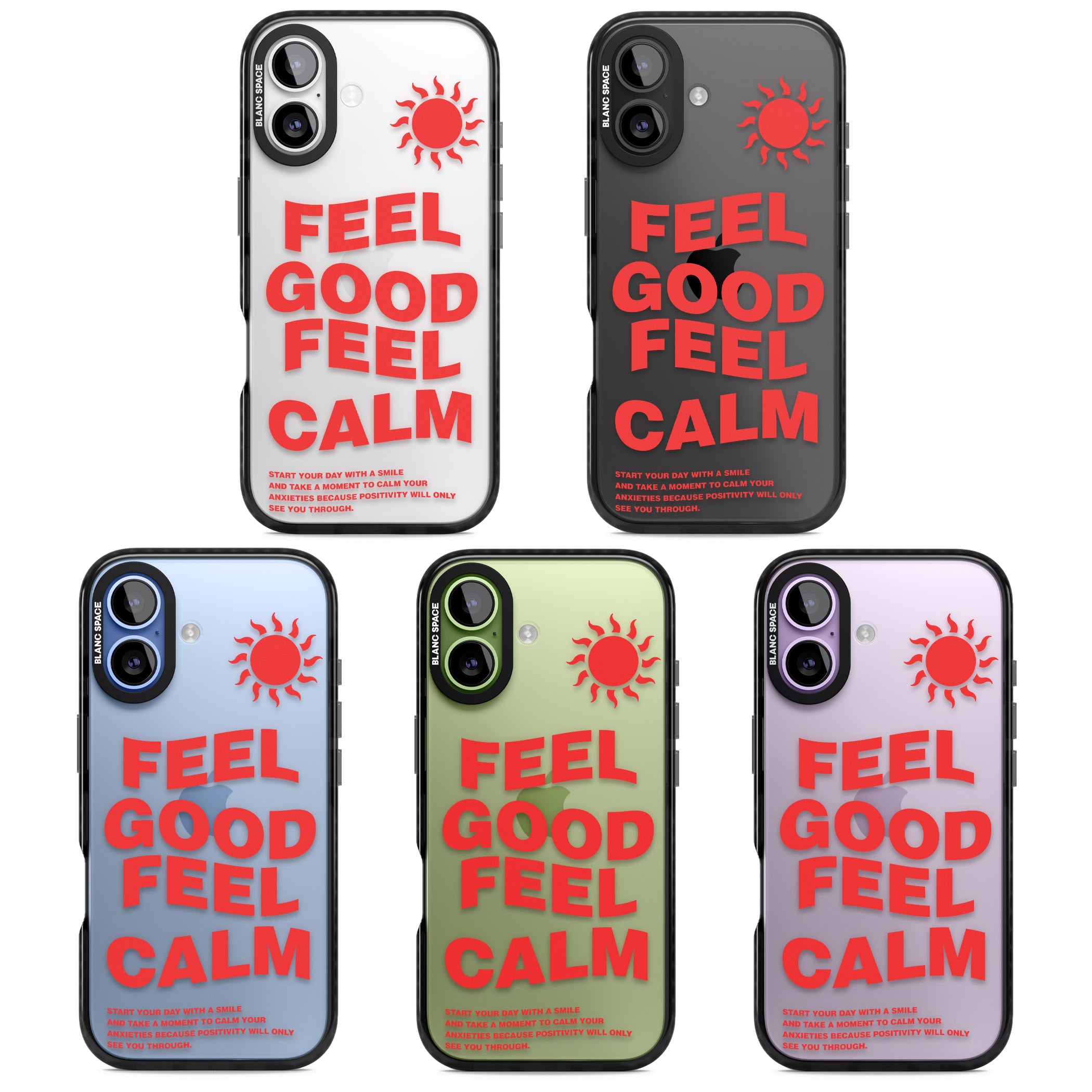 Feel Good Feel Calm (Red) iPhone 17 Impact Black Phone Case APT Impact Protection