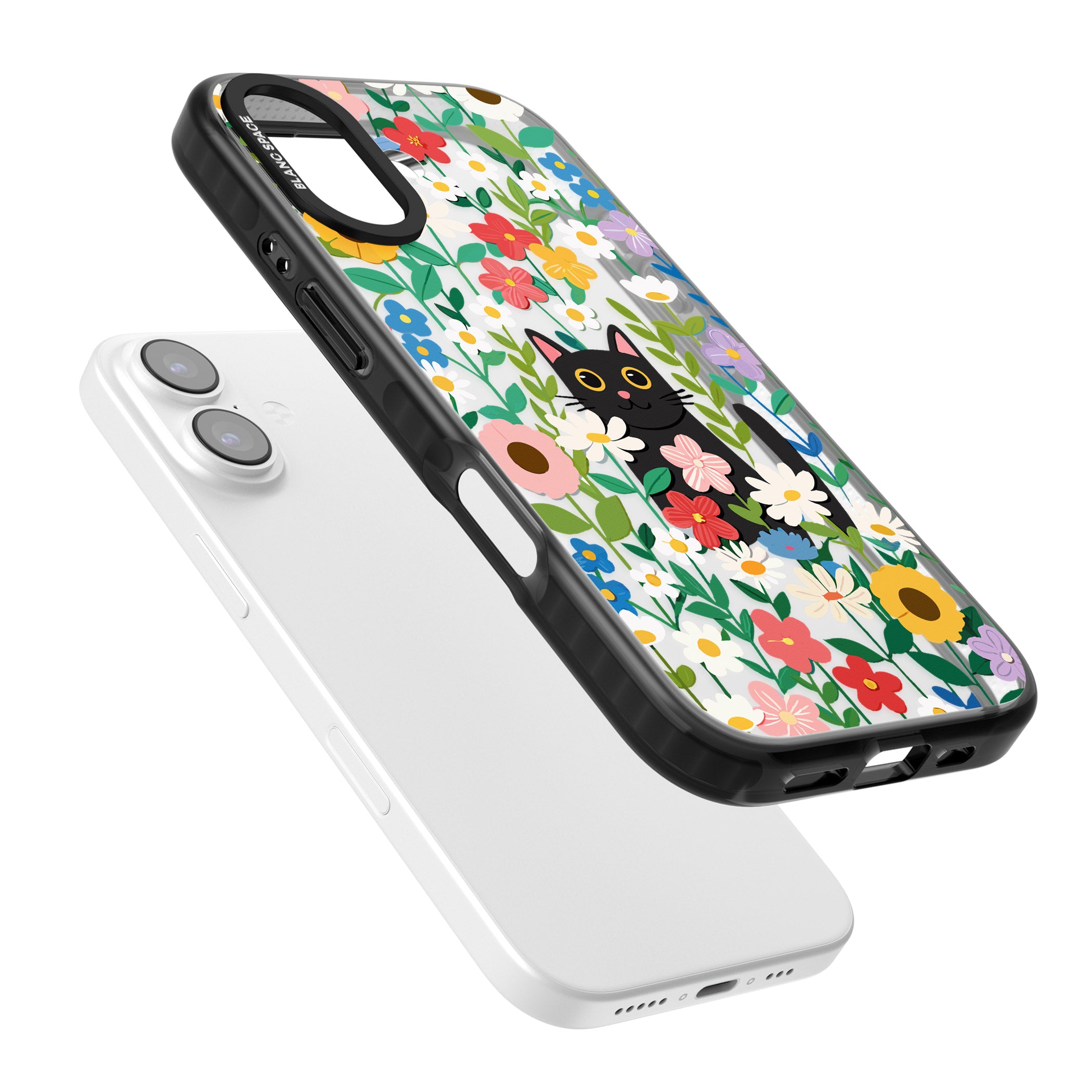 Whiskers & Wildflowers Cat iPhone 17 Impact Black Phone Case Colours