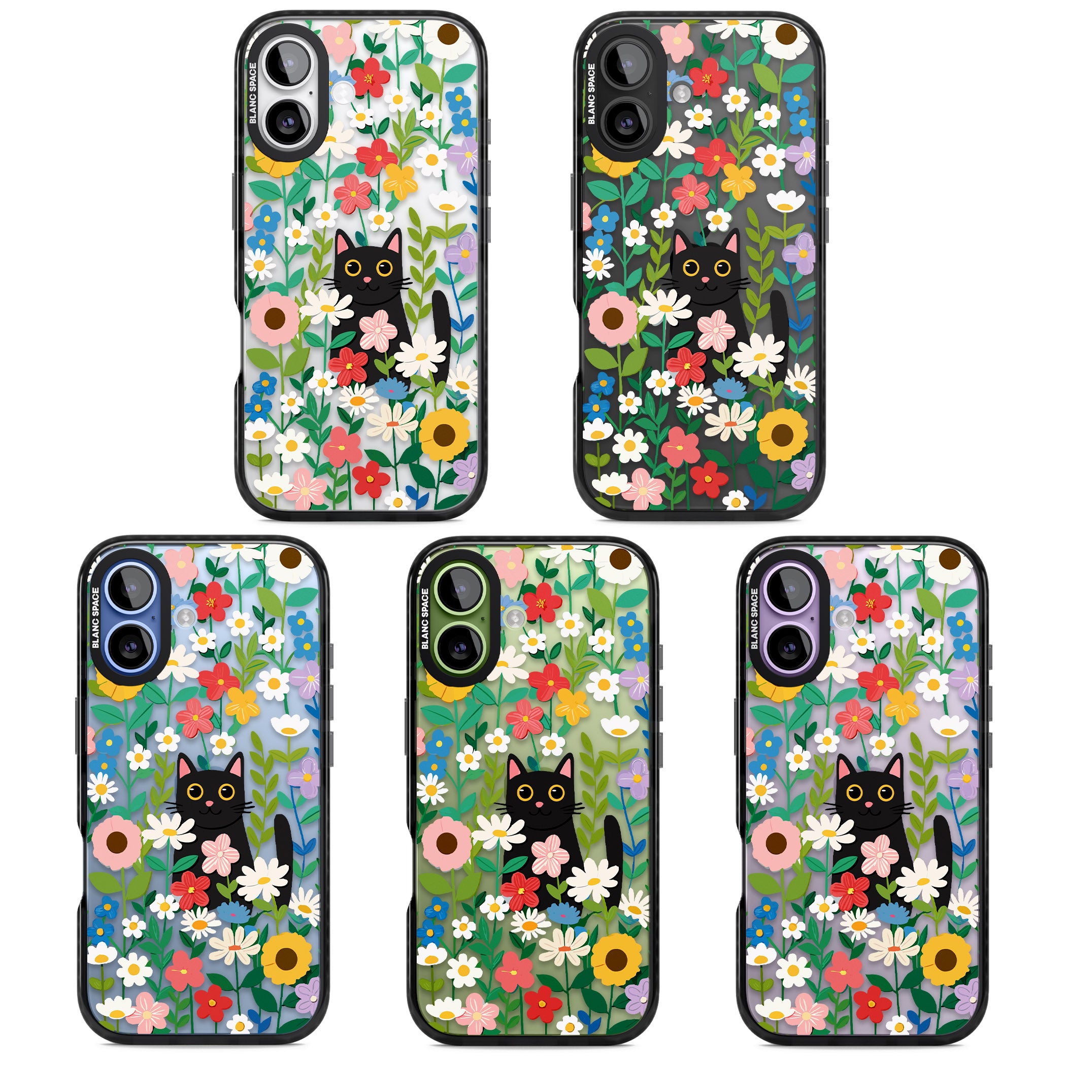 Whiskers & Wildflowers Cat iPhone 17 Impact Black Phone Case APT Impact Protection
