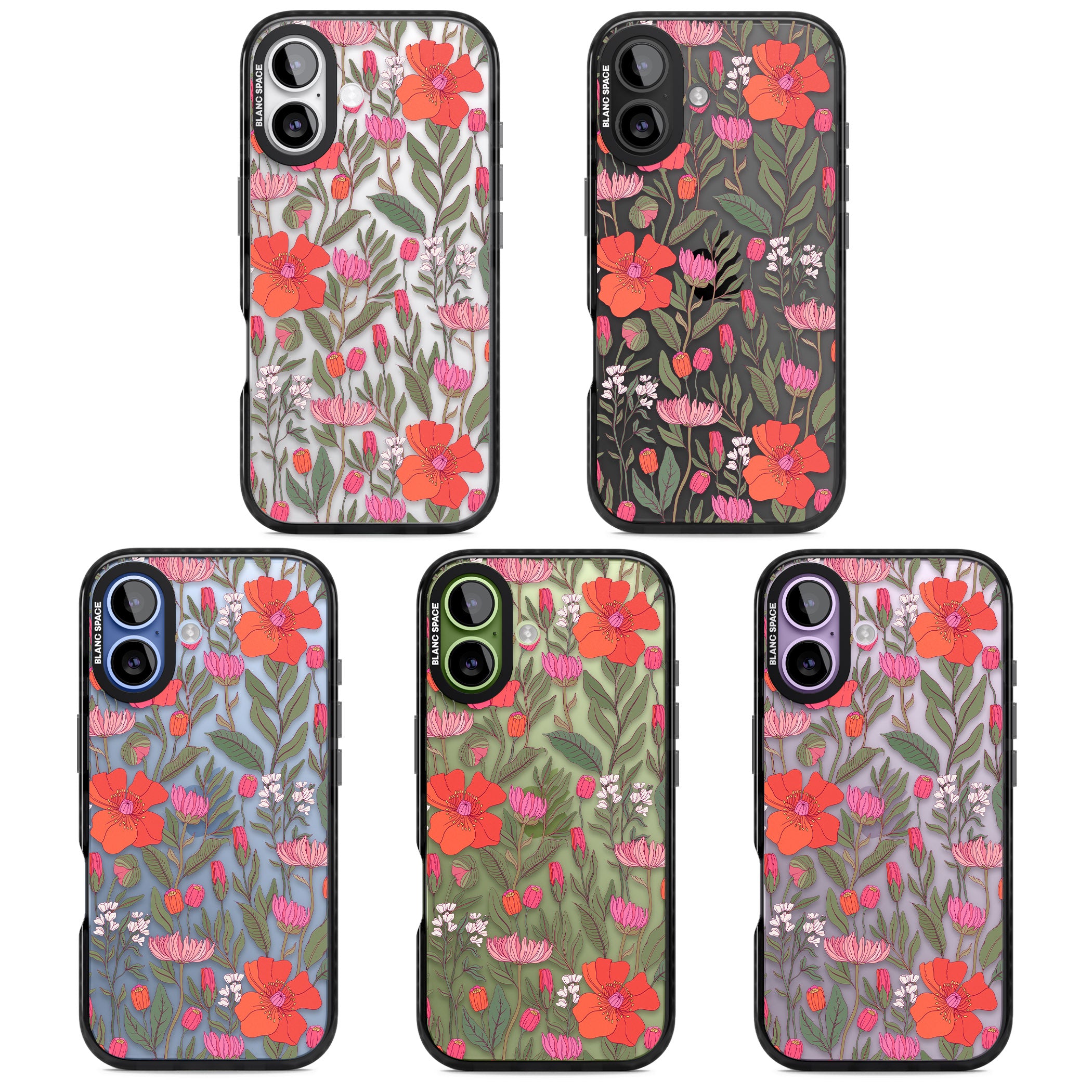Peachy Floral iPhone 17 Impact Black Phone Case APT Impact Protection