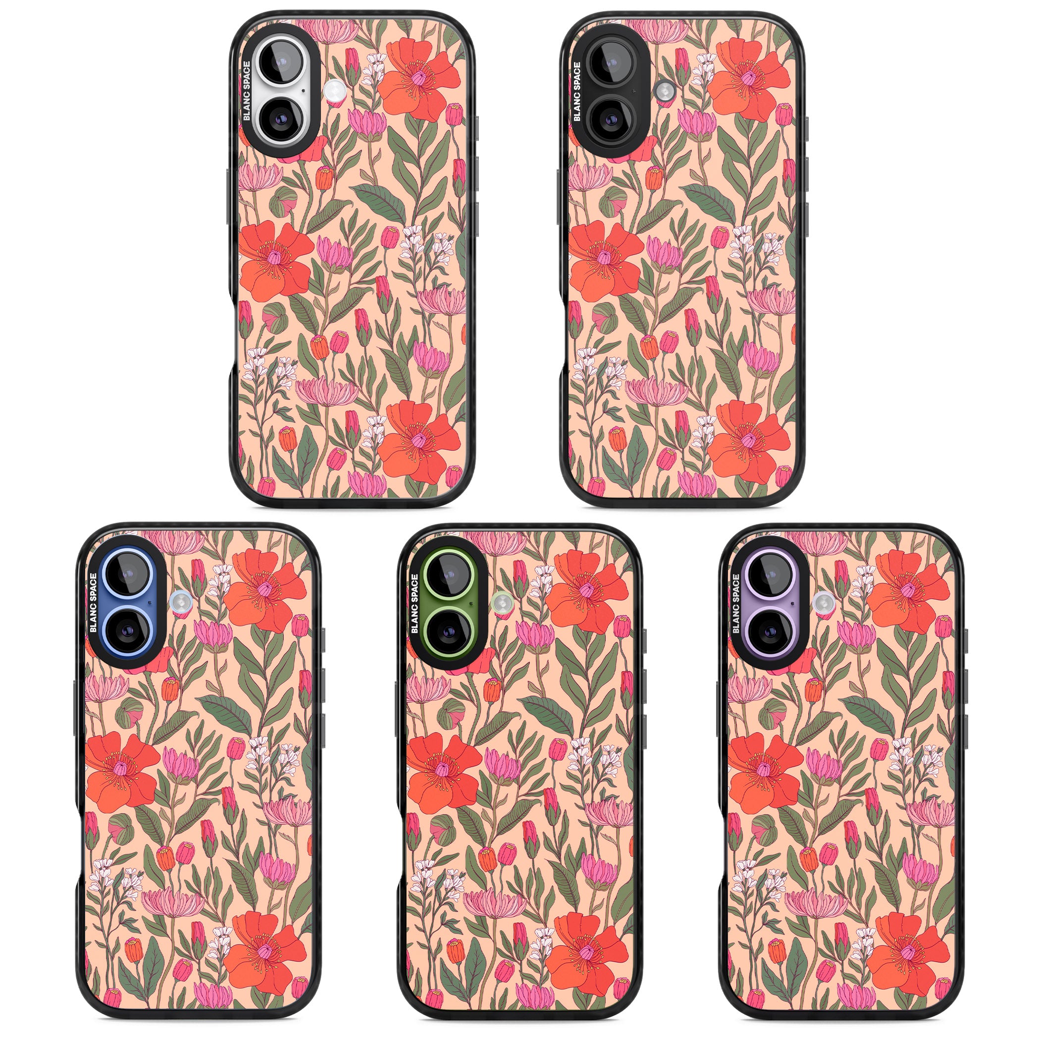 Peachy Floral Background iPhone 17 Impact Black Phone Case APT Impact Protection