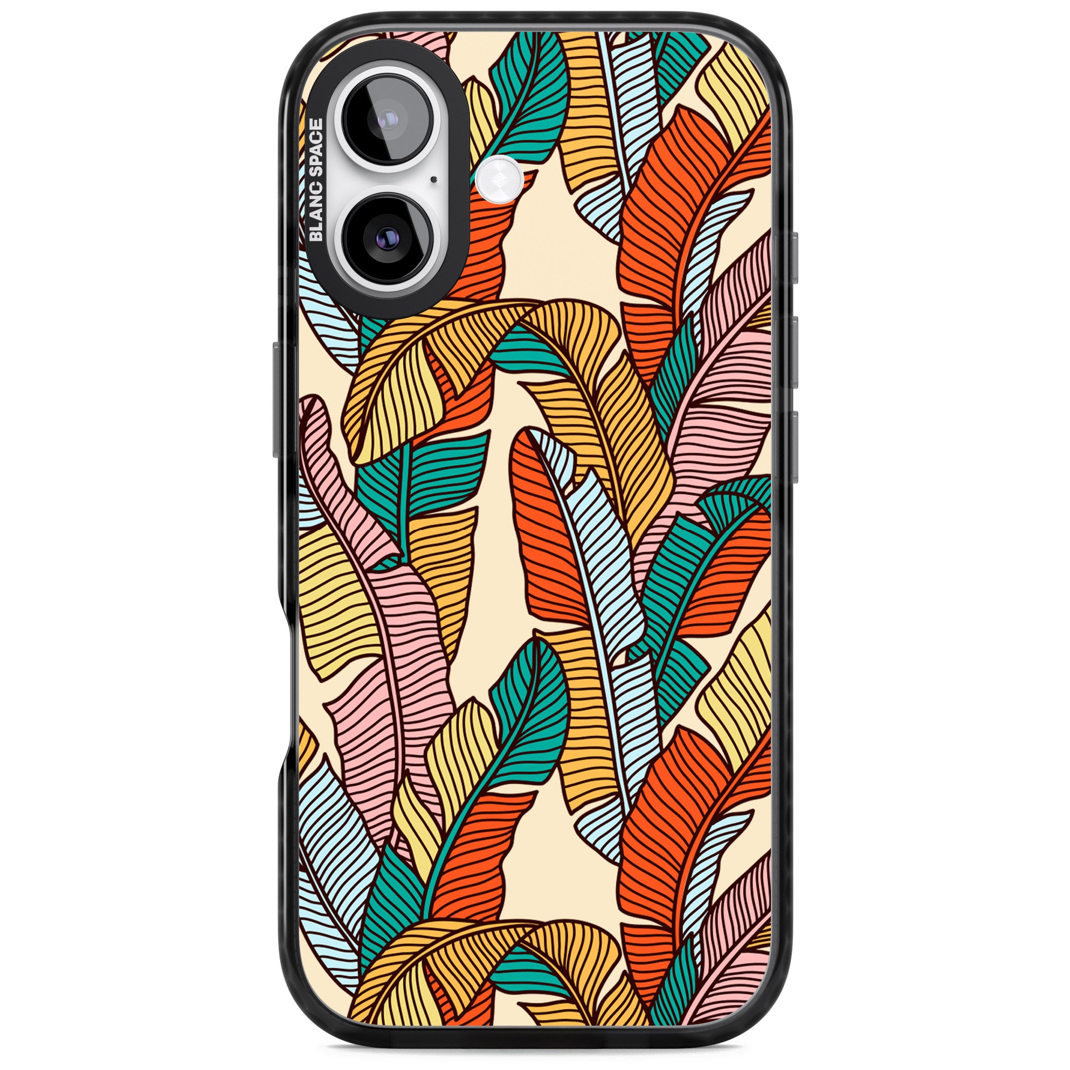 Pastel Palm Leaves iPhone 17 Impact Black Phone Case