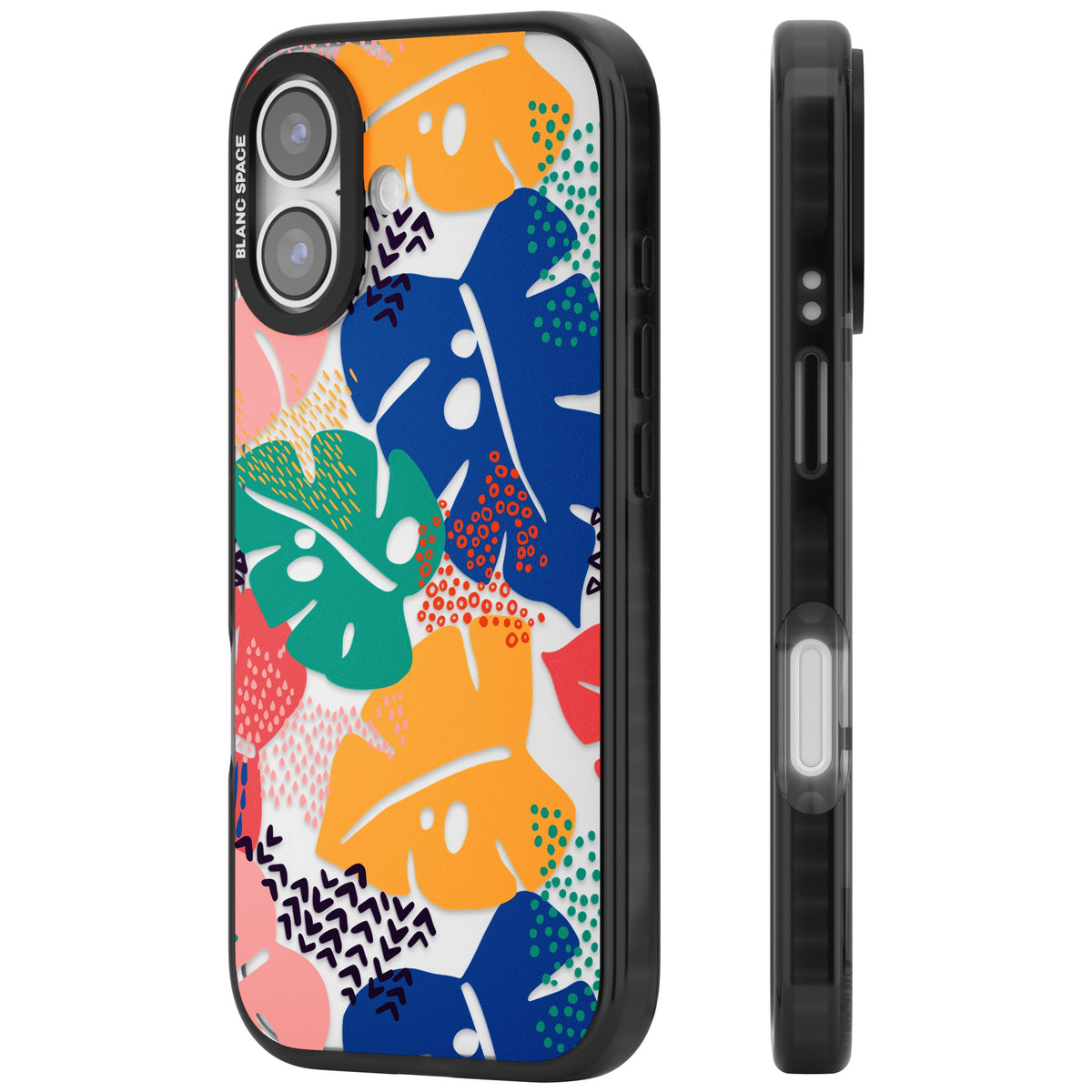 Vibrant Leaves iPhone 16 / iPhone 16 Plus / iPhone 17 Impact Black Phone Case side