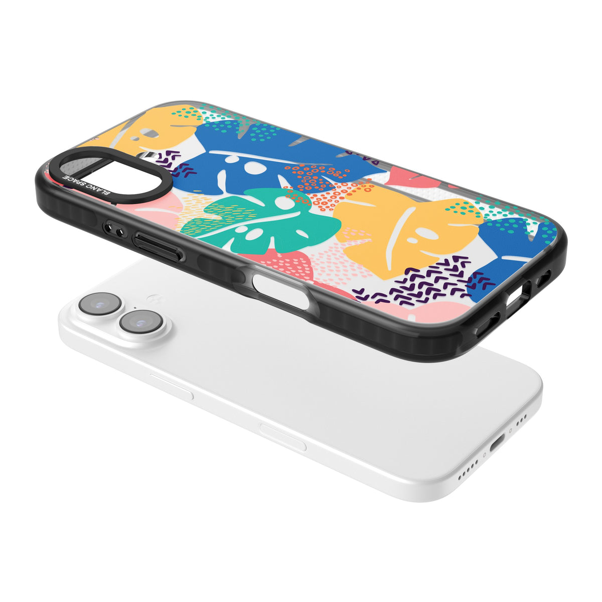 Vibrant Leaves iPhone 16 / iPhone 16 Plus / iPhone 17 Impact Black Phone Case angled
