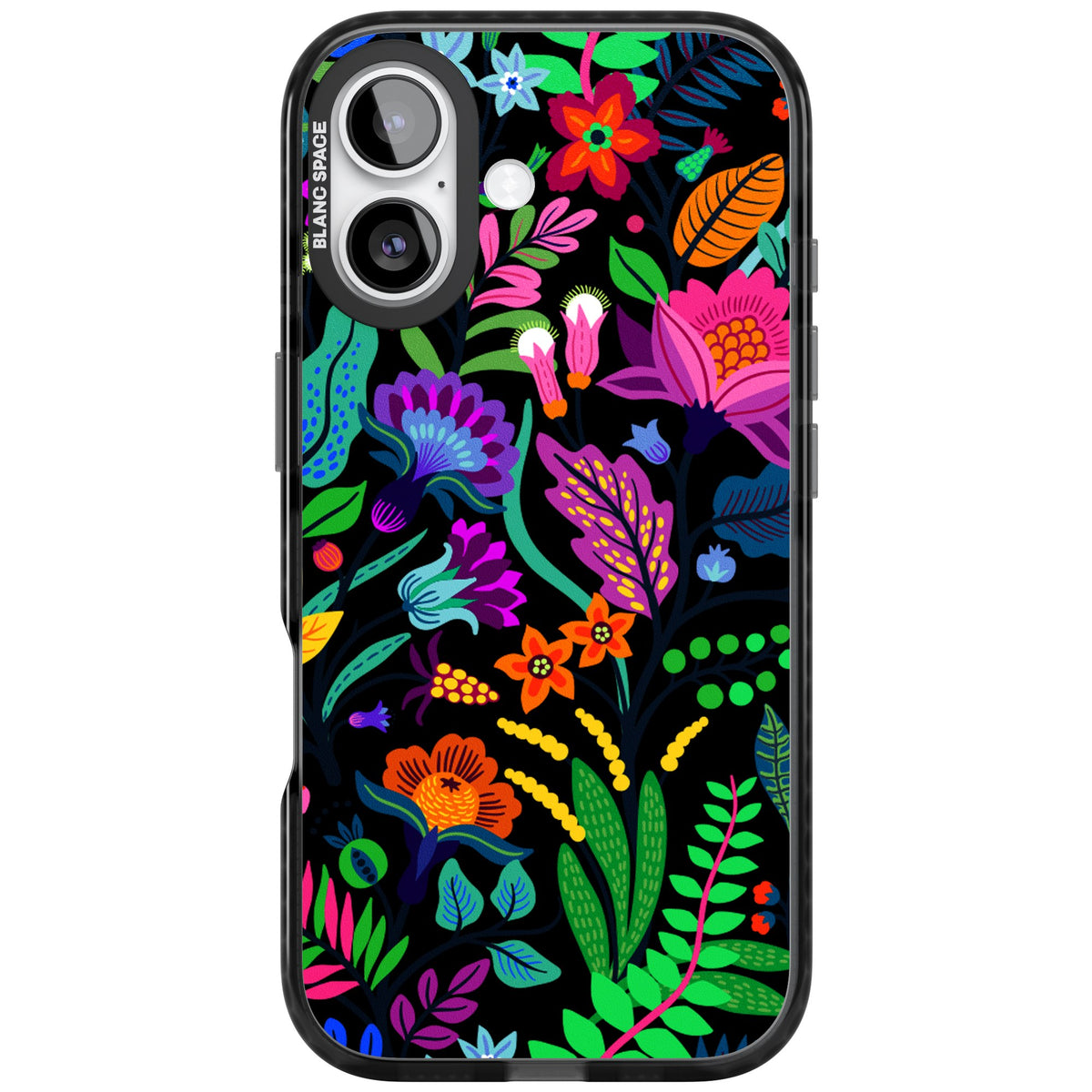 Floral Vibe (Black) iPhone 16 / iPhone 16 Plus / iPhone 17 Impact Black Phone Case front
