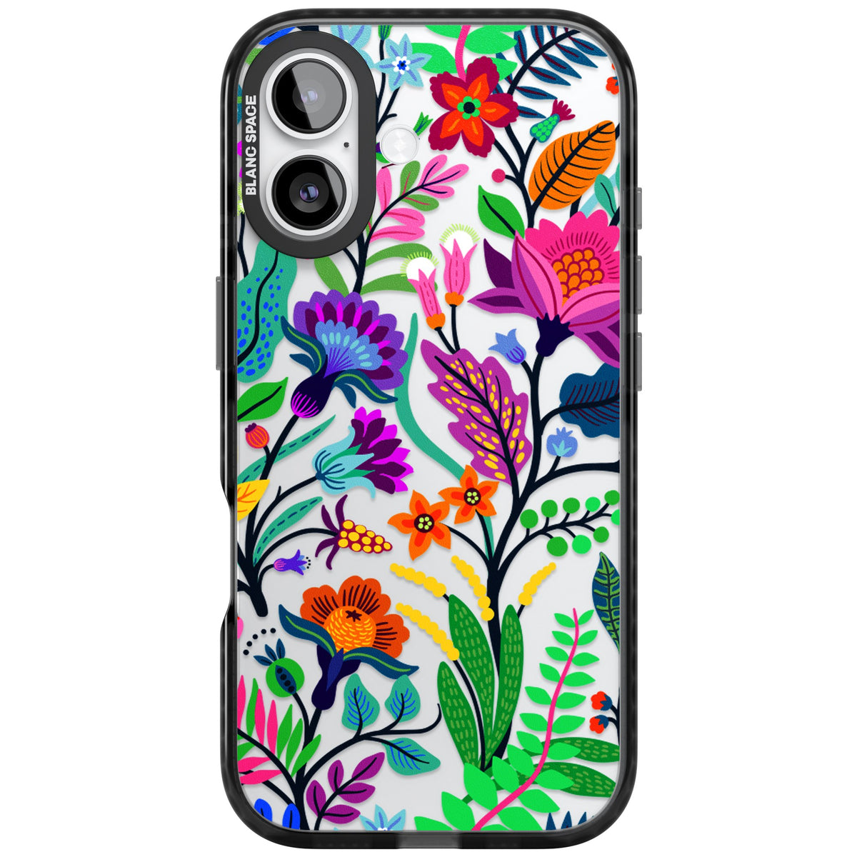Floral Vibe iPhone 16 / iPhone 16 Plus / iPhone 17 Impact Black Phone Case front